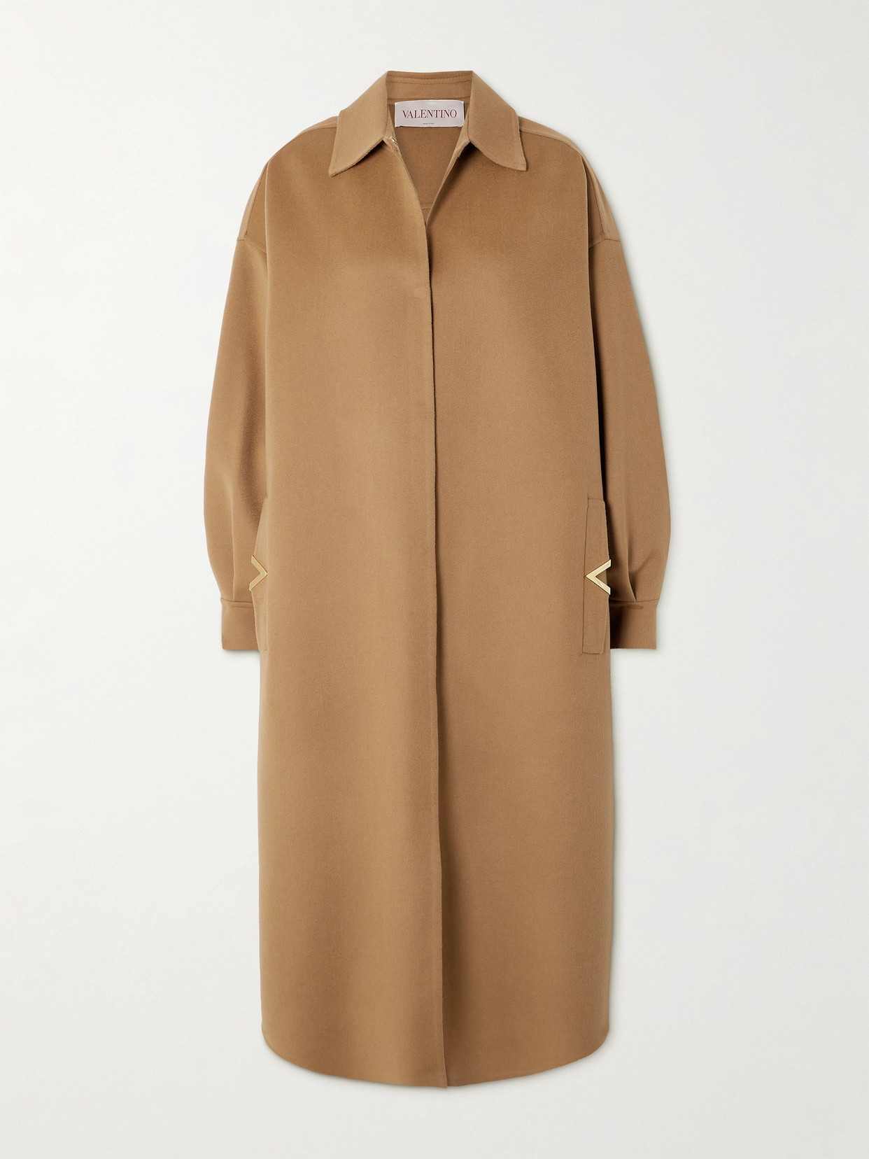 Valentino Embellished Wool And Cashmere-blend Coat In Brown