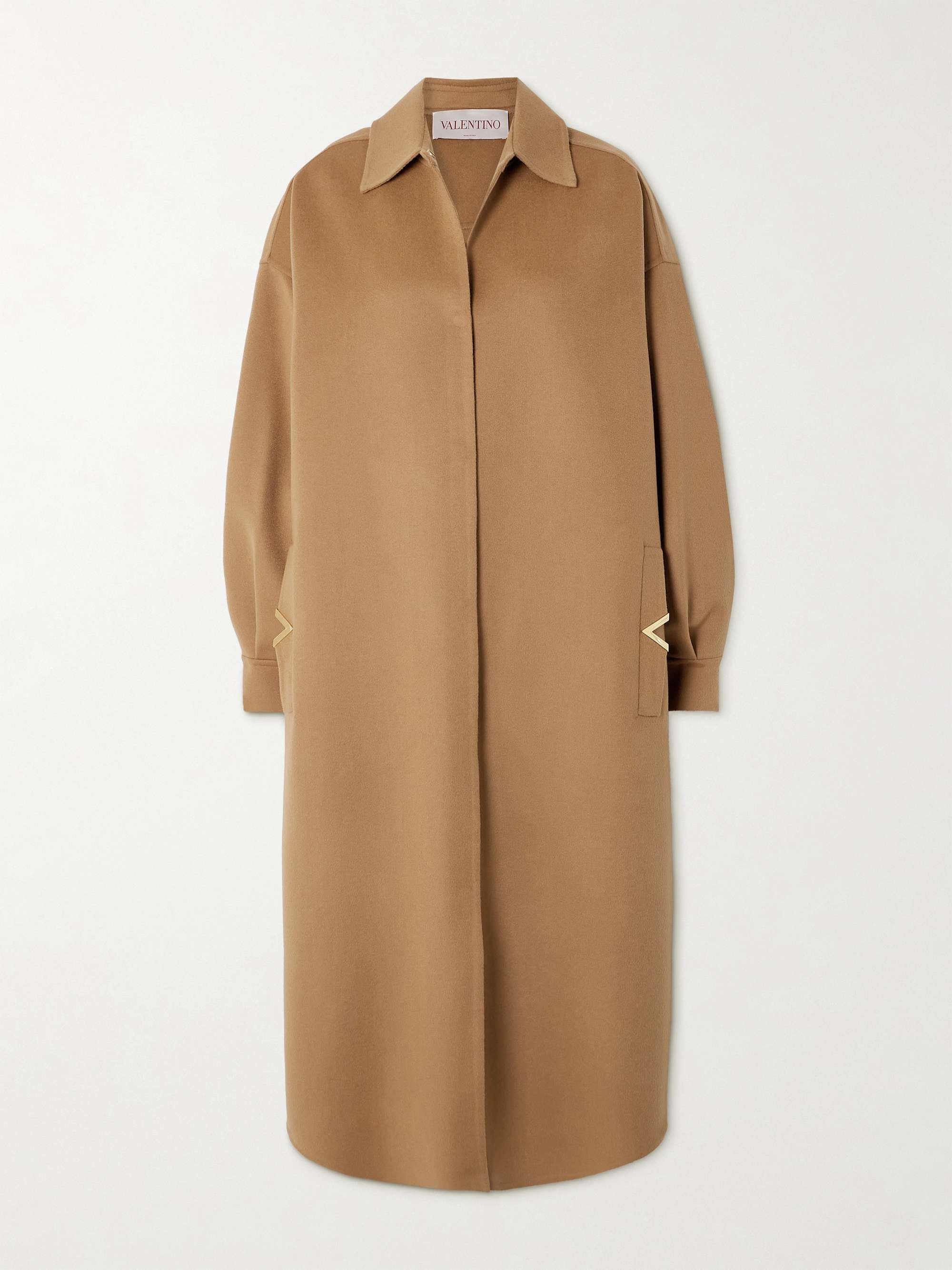 Brown Embellished wool and cashmere blend coat VALENTINO GARAVANI NET A PORTER