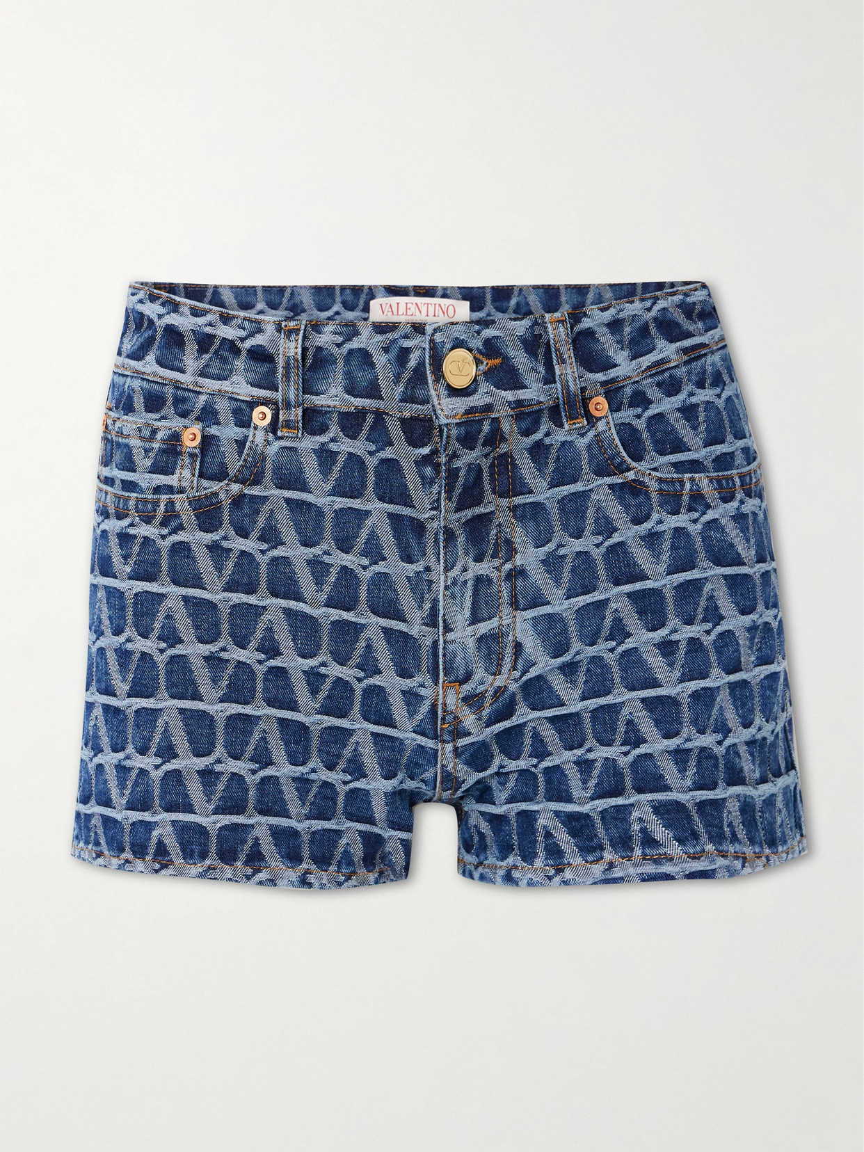 Valentino Garavani - Denim-jacquard Shorts - Blue