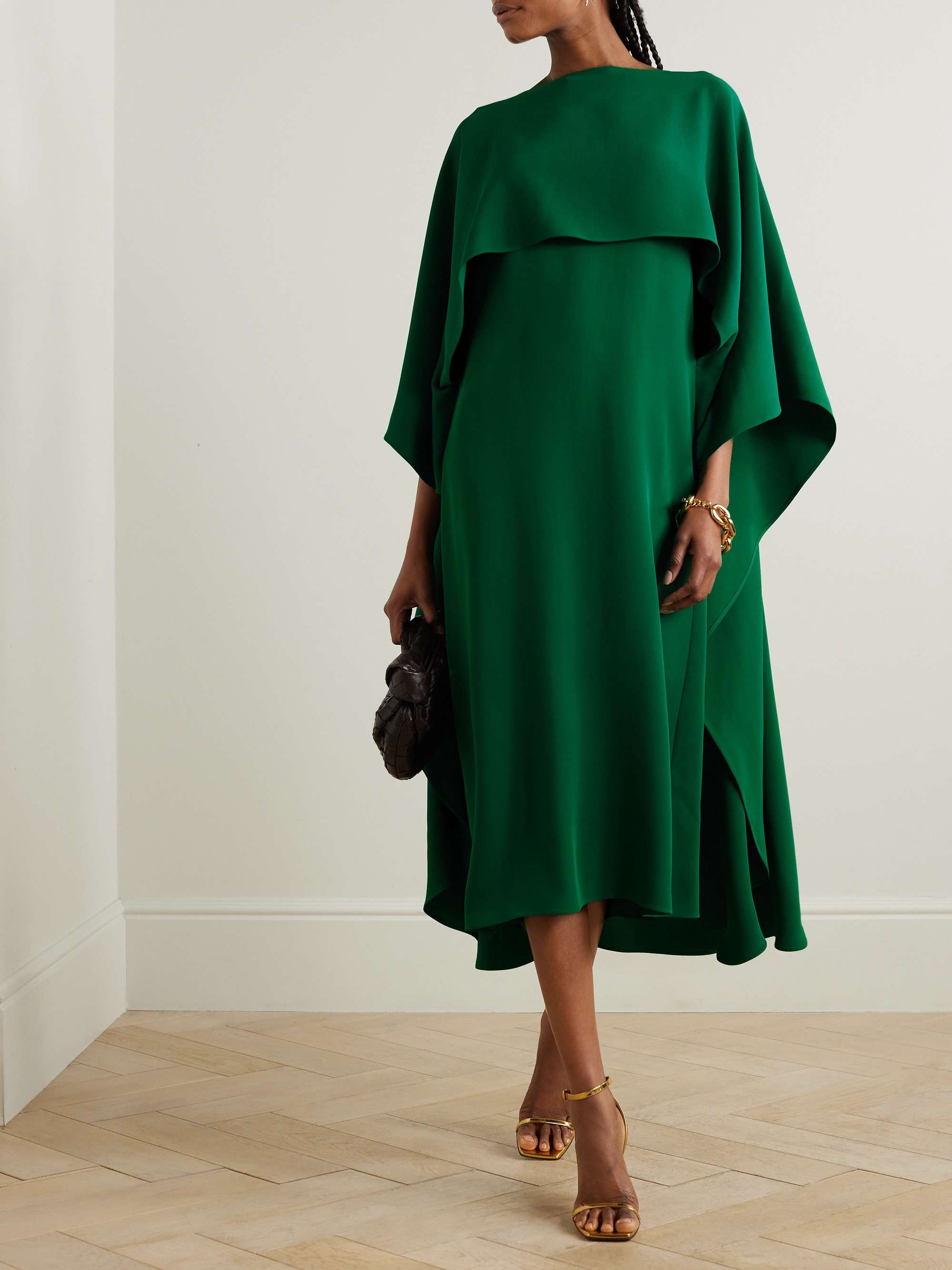 VALENTINO GARAVANI Cape-effect silk-crepe midi dress | NET-A-PORTER