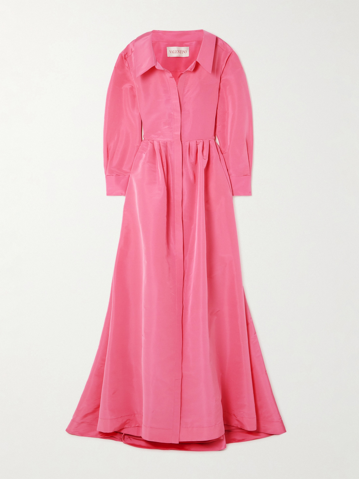 Valentino Pleated Silk-faille Gown In Pink