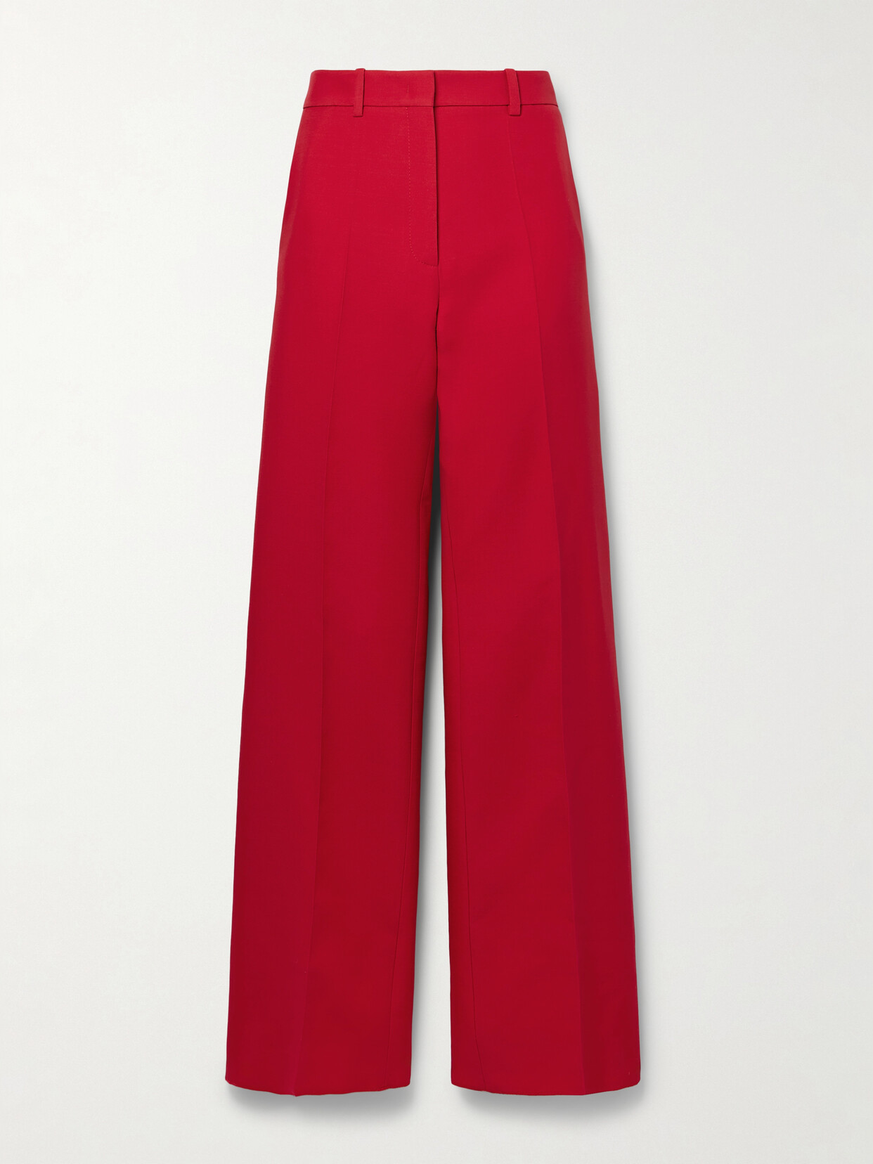 Valentino Garavani Wool And Silk-blend Crepe Straight-leg Pants - Red