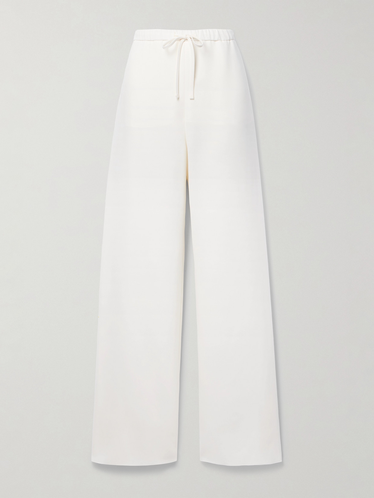 Shop Valentino Silk Crepe De Chine Wide-leg Pants In White