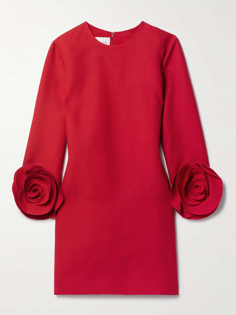 Valentino Garavani Embellished Wool And Silk-blend Mini Dress