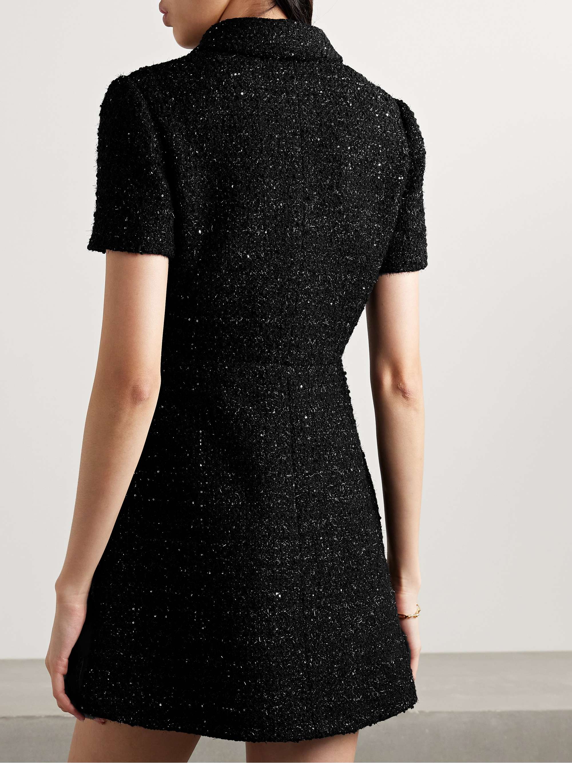 VALENTINO GARAVANI Embellished metallic tweed mini dress