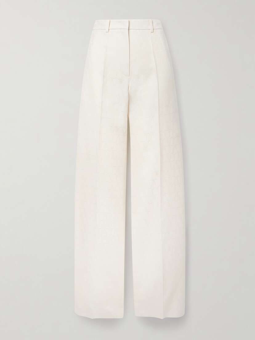 Valentino Garavani Wool And Silk-blend Jacquard Wide-leg Pants