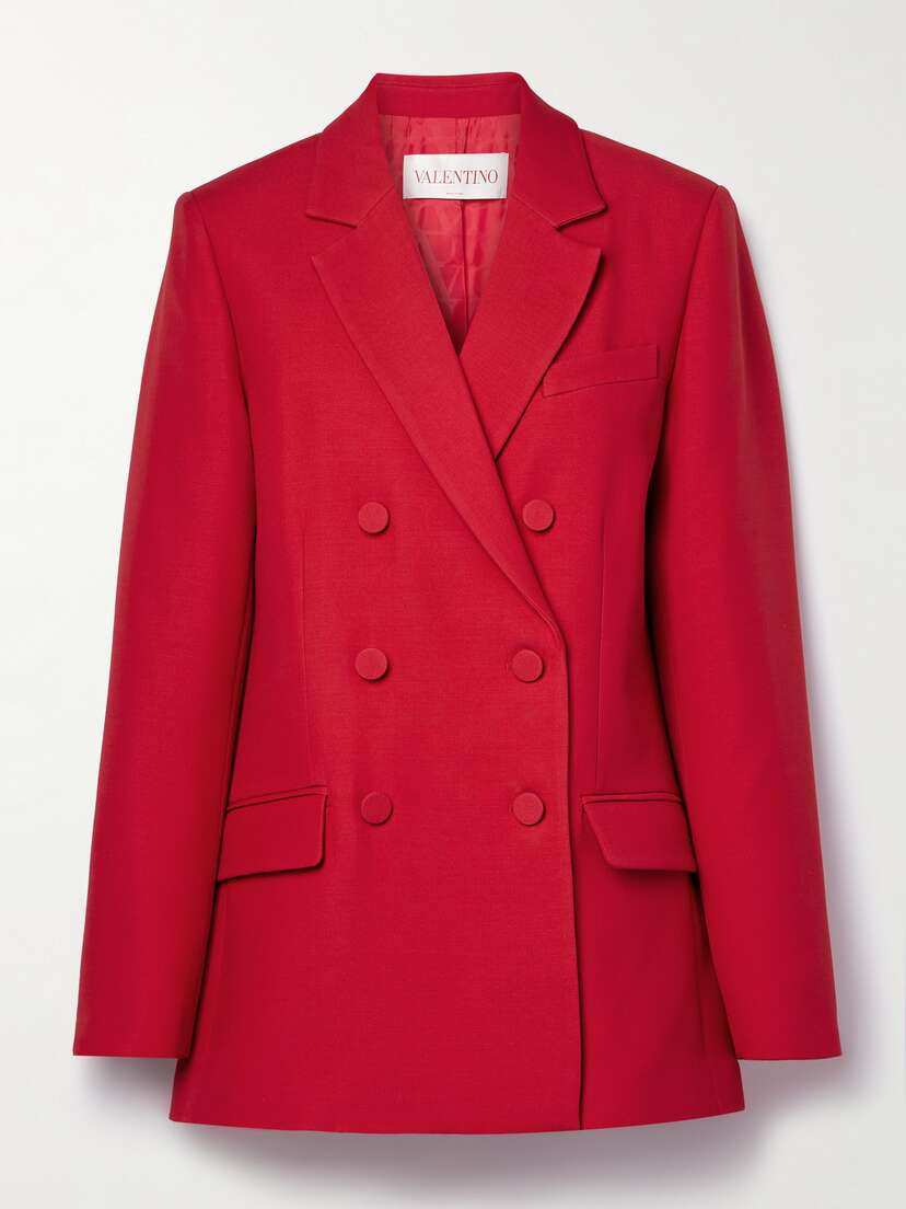 Valentino Garavani Double-breasted Wool And Silk-blend Crepe Blazer