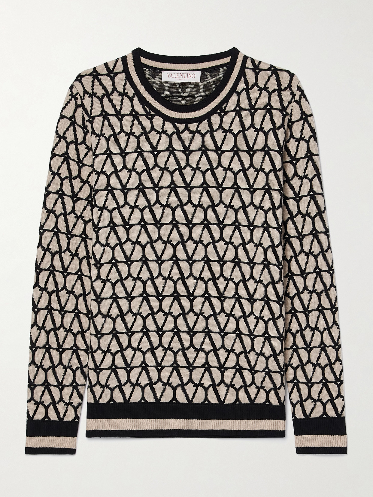 Valentino Garavani Intarsia-knit Wool Sweater - Brown
