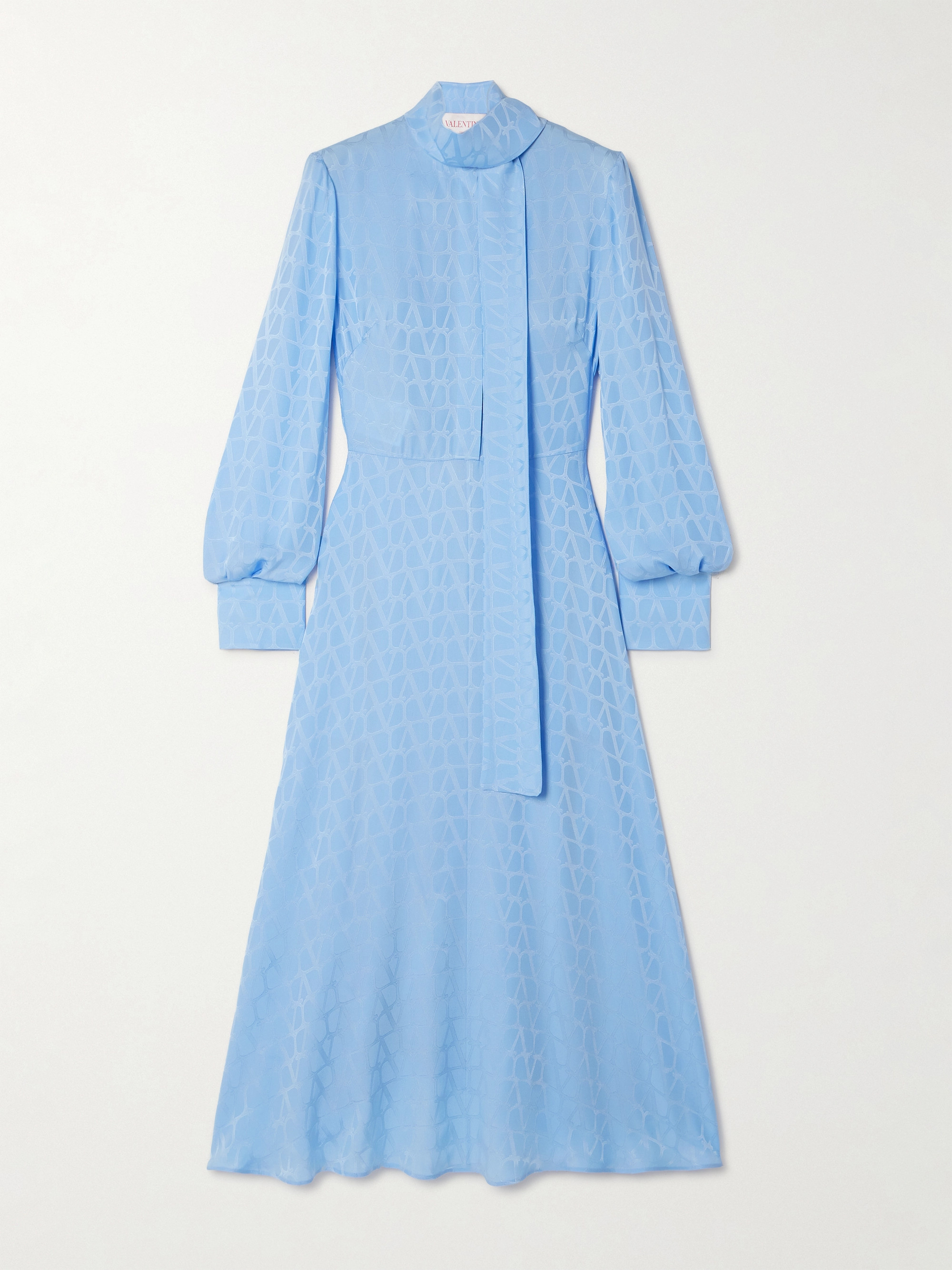 Valentino Garavani Scarf-detailed silk-jacquard midi dress