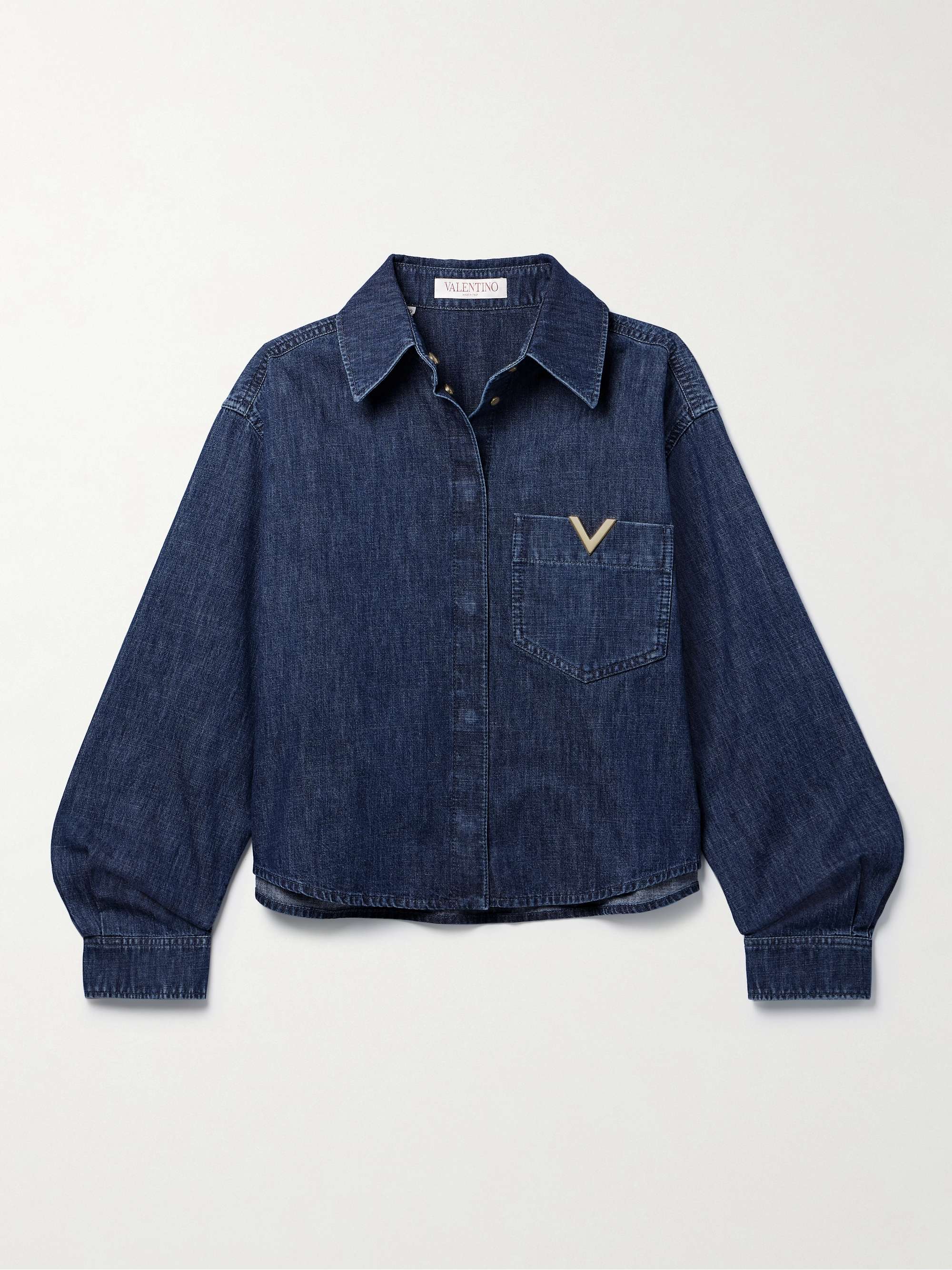 VALENTINO GARAVANI Embellished denim shirt | NET-A-PORTER