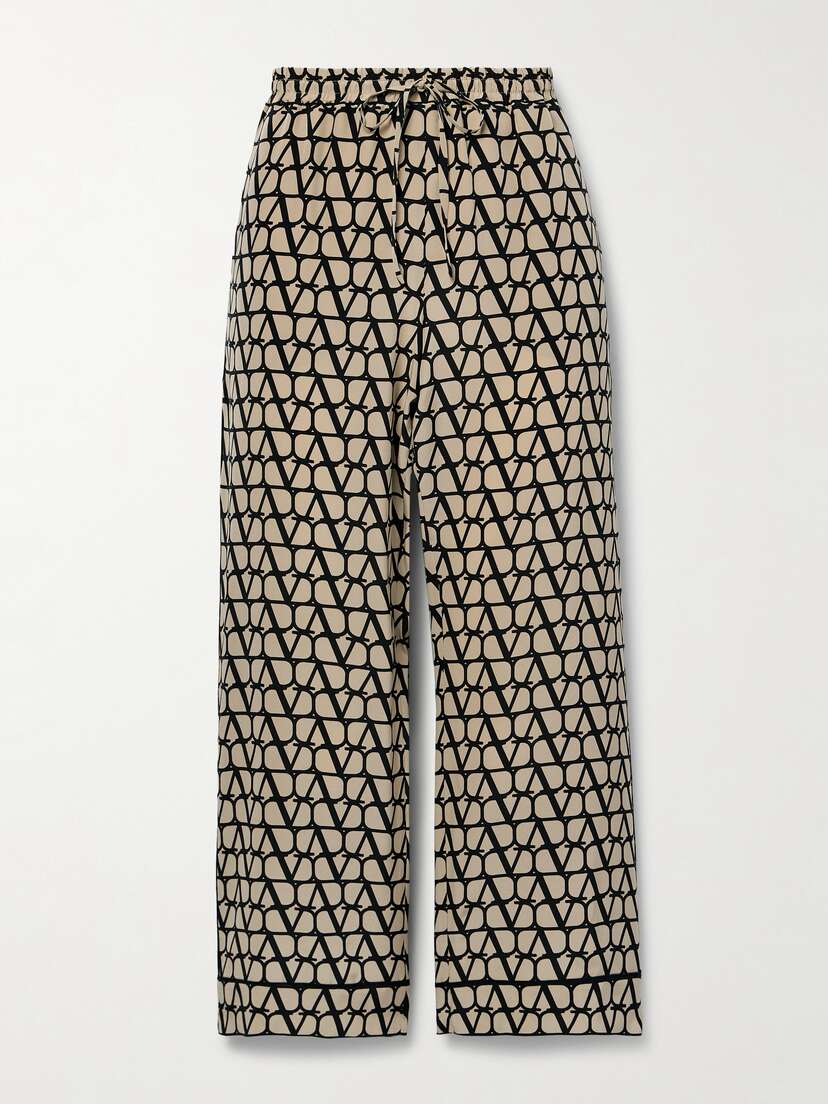 Valentino Garavani Cropped Silk-jacquard Pajama-style Pants