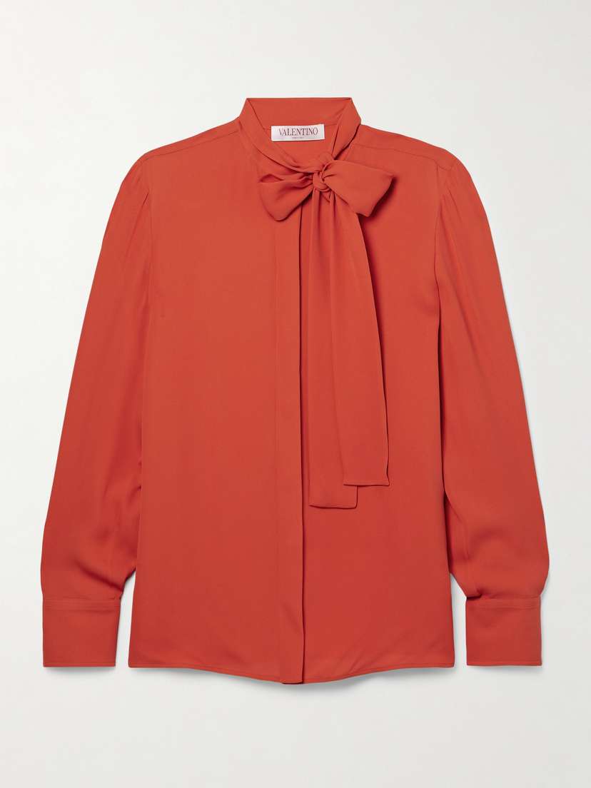 Valentino Garavani Pussy-bow Silk-georgette Shirt
