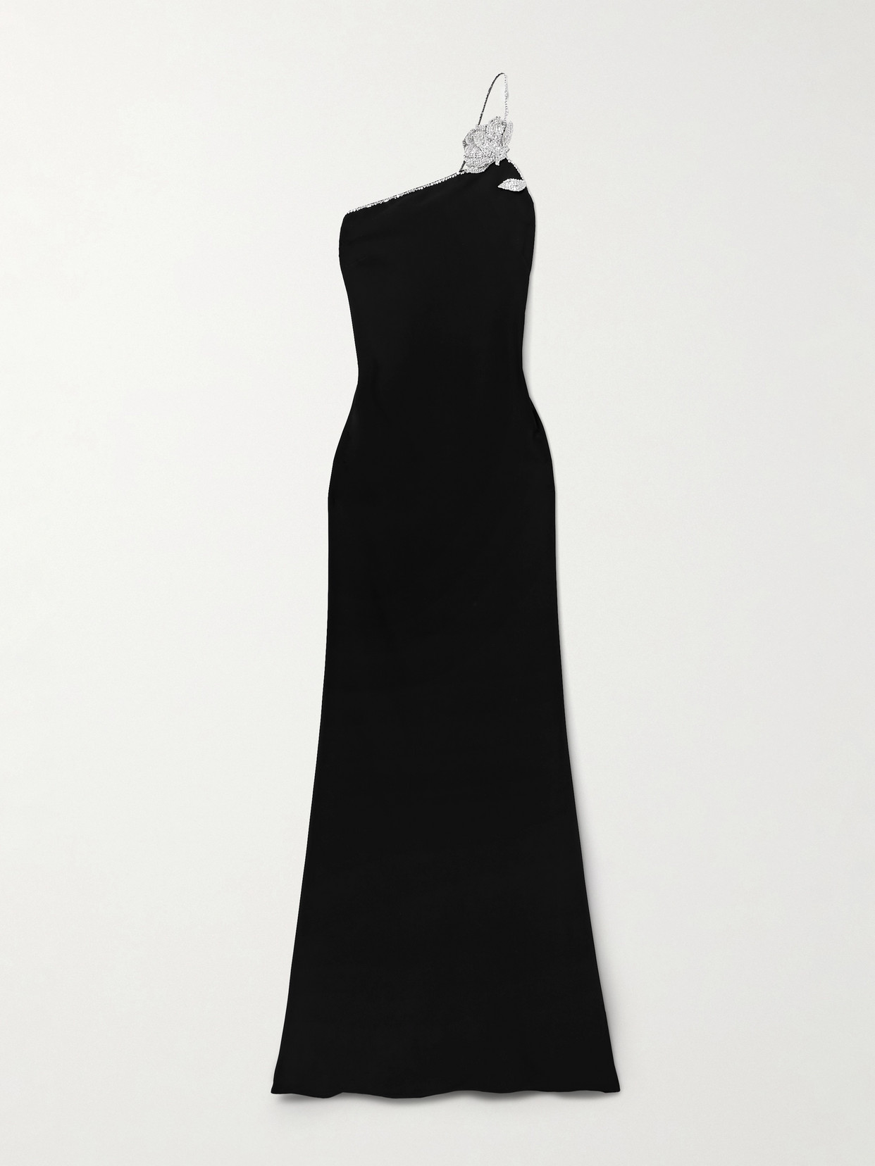 Valentino One-shoulder Sequin-embellished Silk-crepe Gown In Black