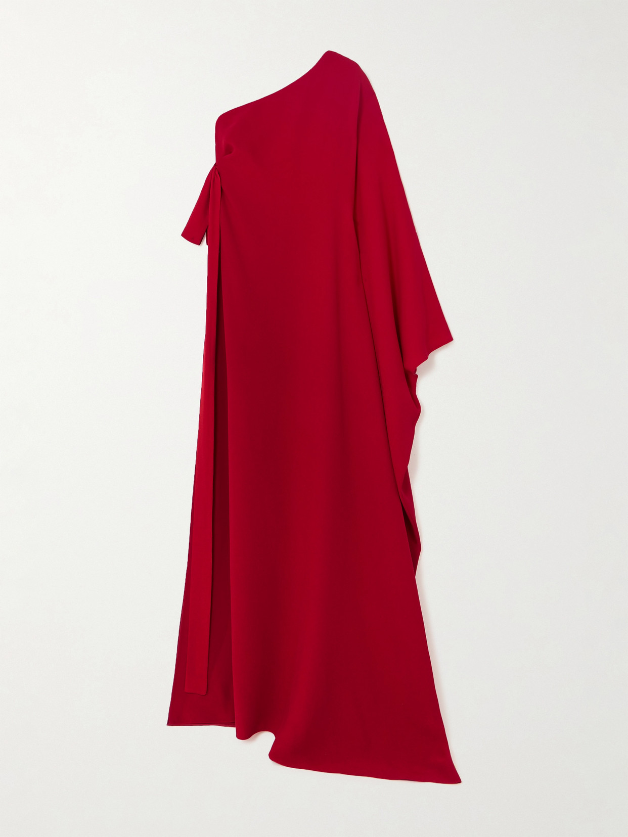 Valentino One-shoulder Bow-embellished Silk-crepe Gown In Red