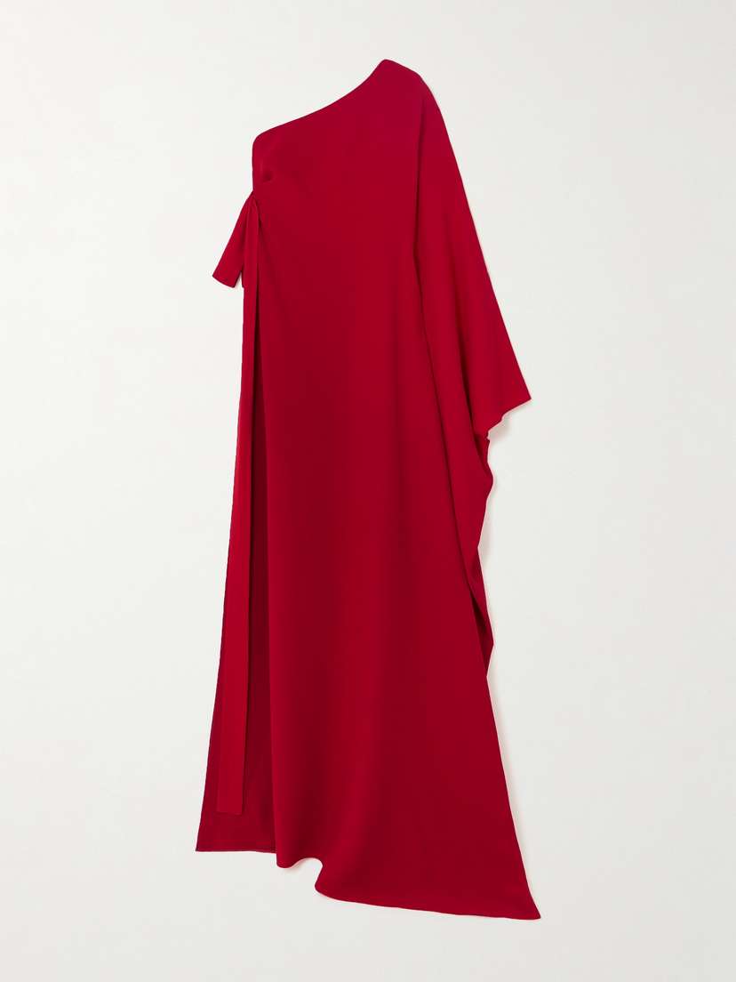 Valentino Garavani One-shoulder Bow-embellished Silk-crepe Gown