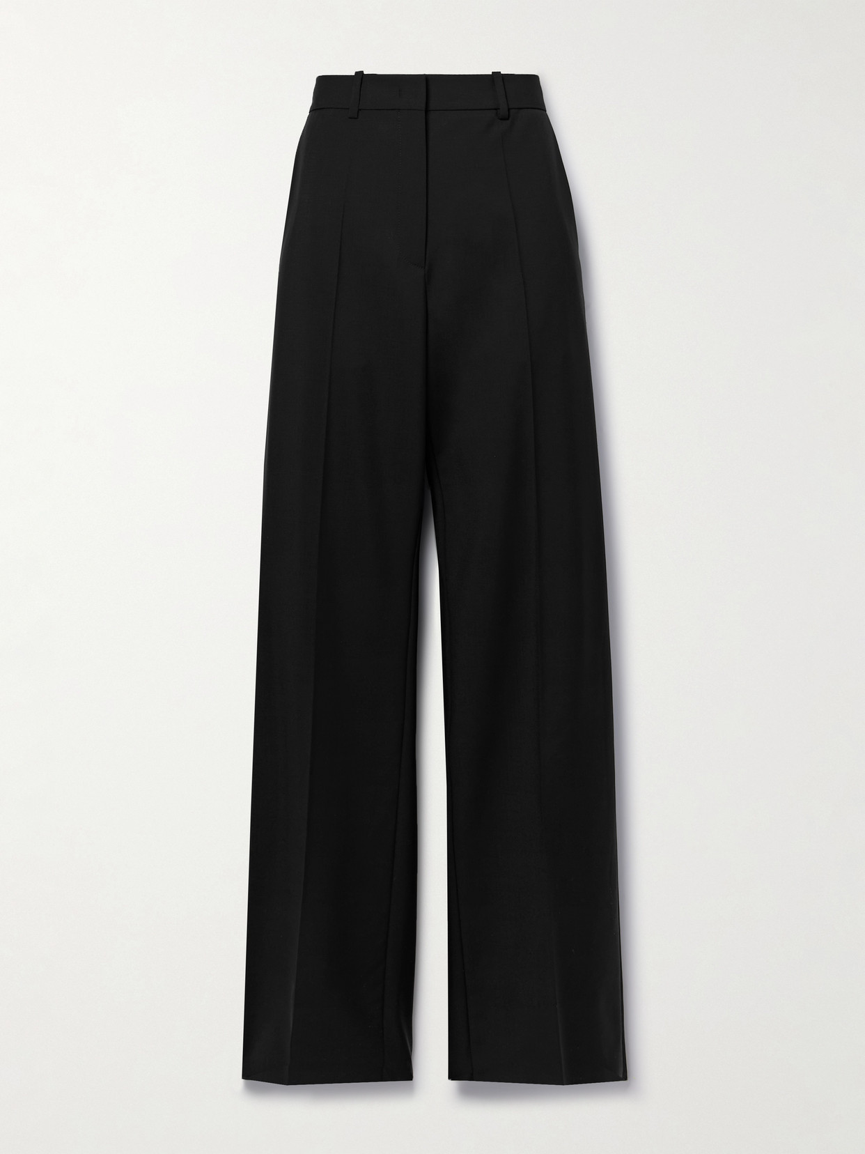 Valentino Garavani Pleated Wool-blend Crepe Straight-leg Pants - Black