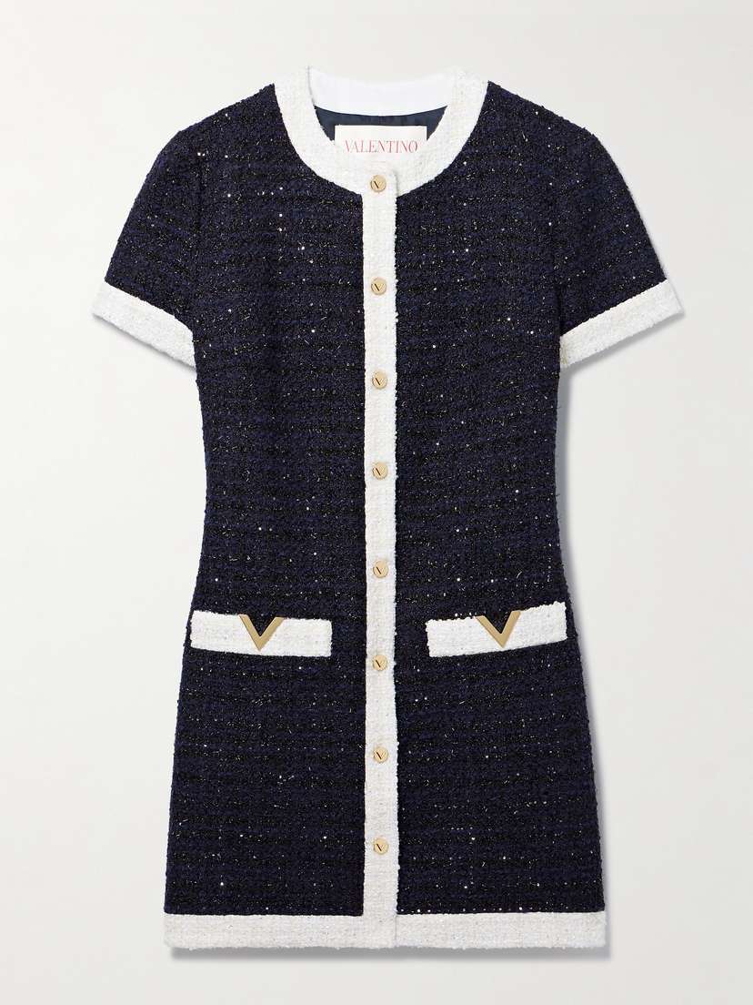 Valentino Garavani Sequin-embellished Bouclé-tweed Mini Dress