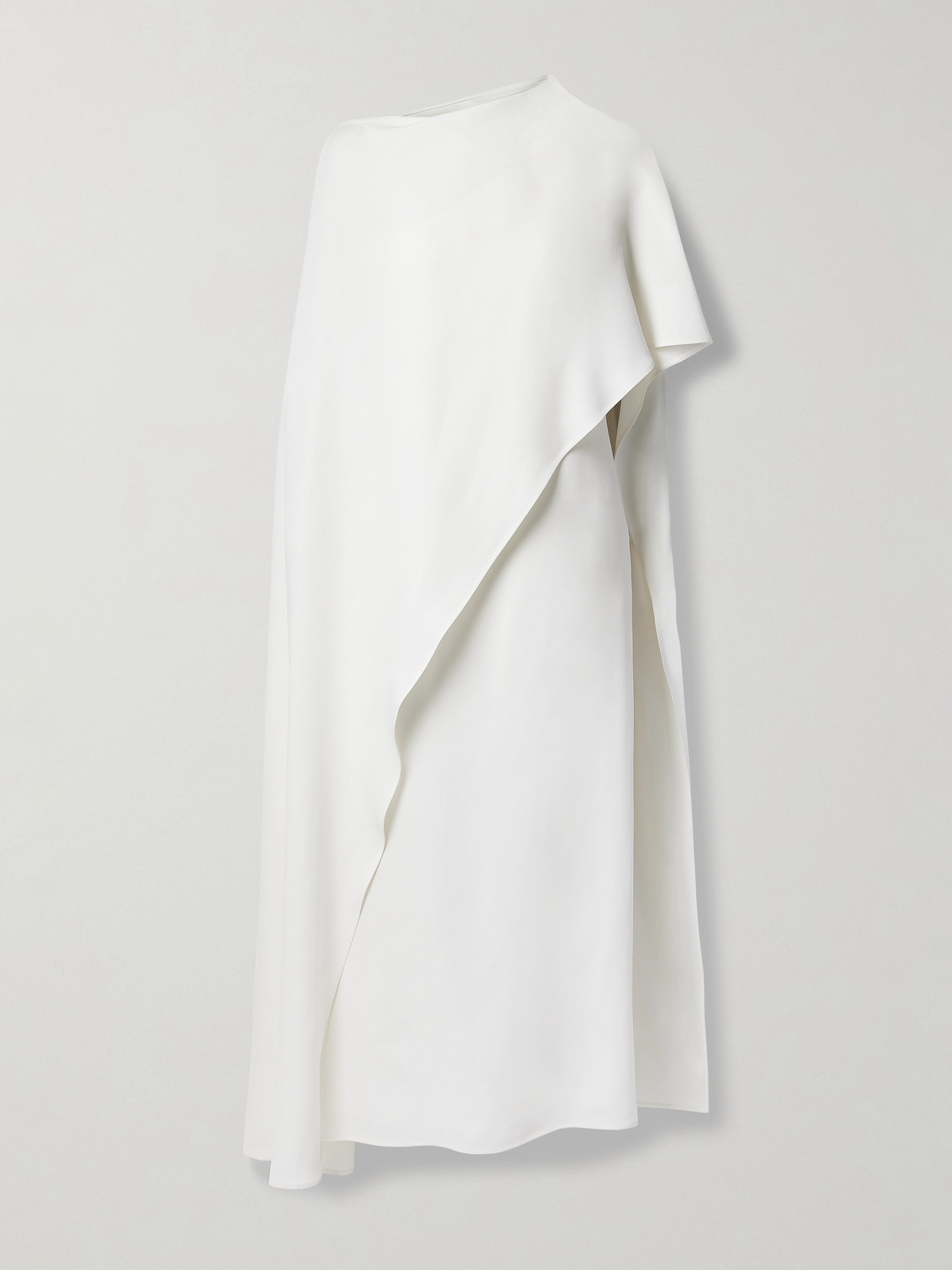 Valentino Garavani Asymmetric Cape-effect Silk-crepe Midi Dress - White