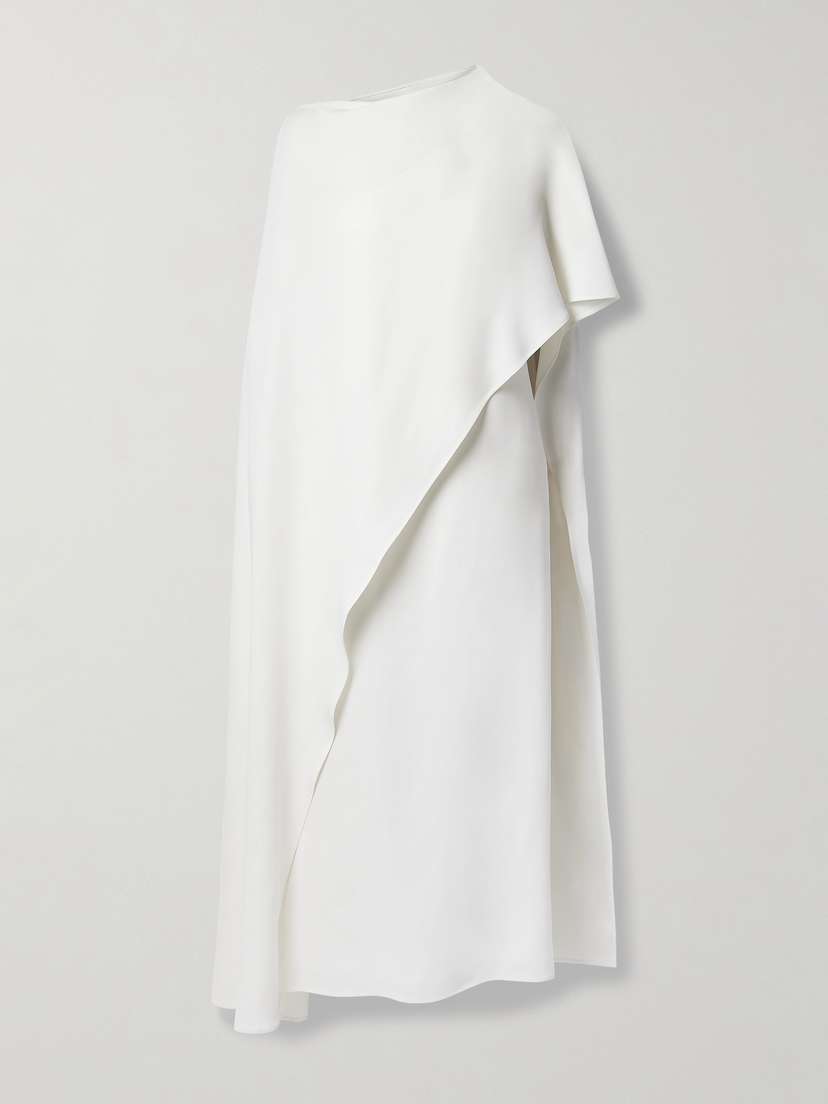 Valentino Garavani Asymmetric Cape-effect Silk-crepe Midi Dress