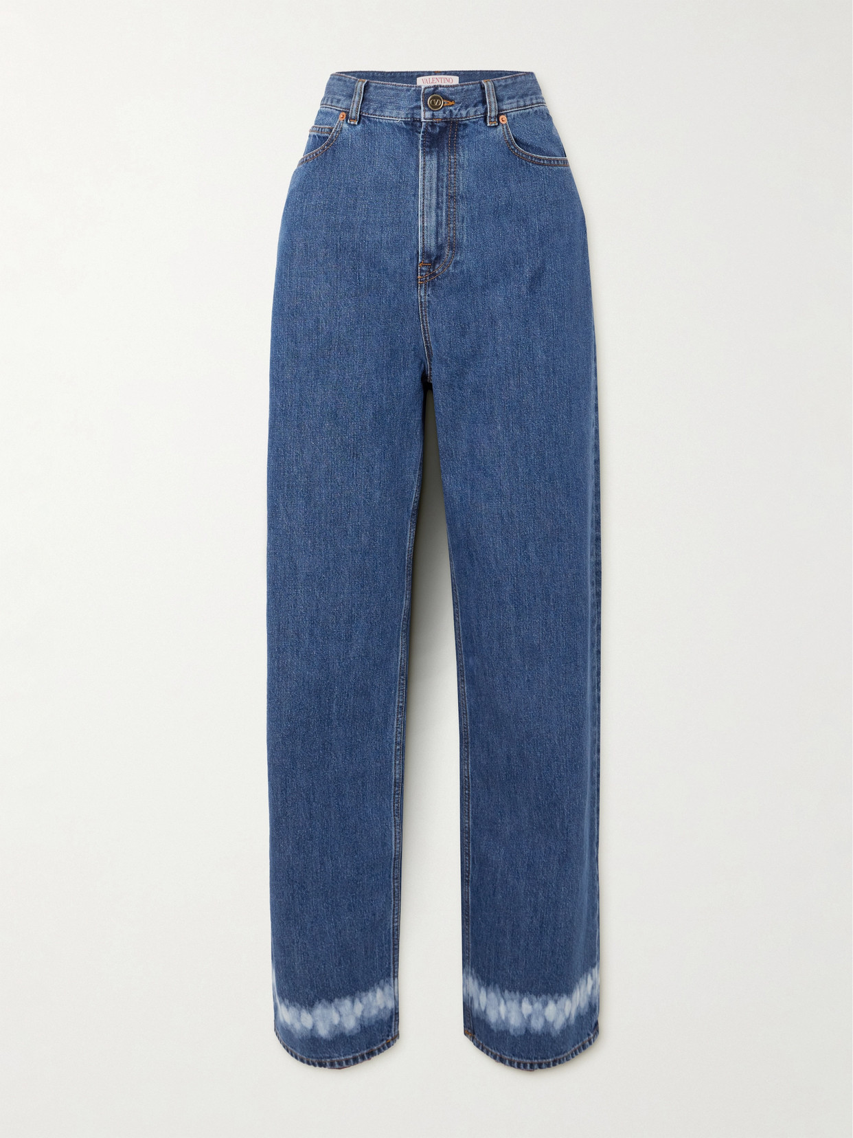 Valentino V-gold Pocket Wide-leg Jeans In Blue