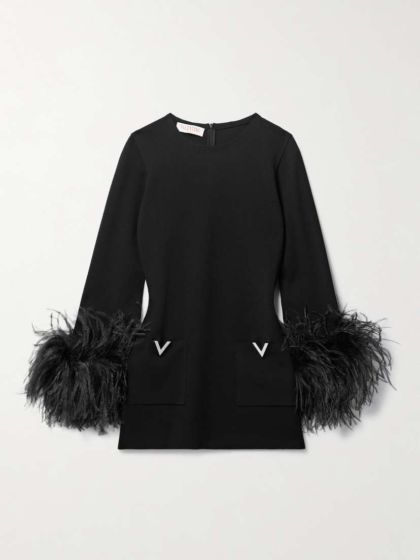 Valentino Garavani Feather-trimmed Embellished Knitted Top -  - x large