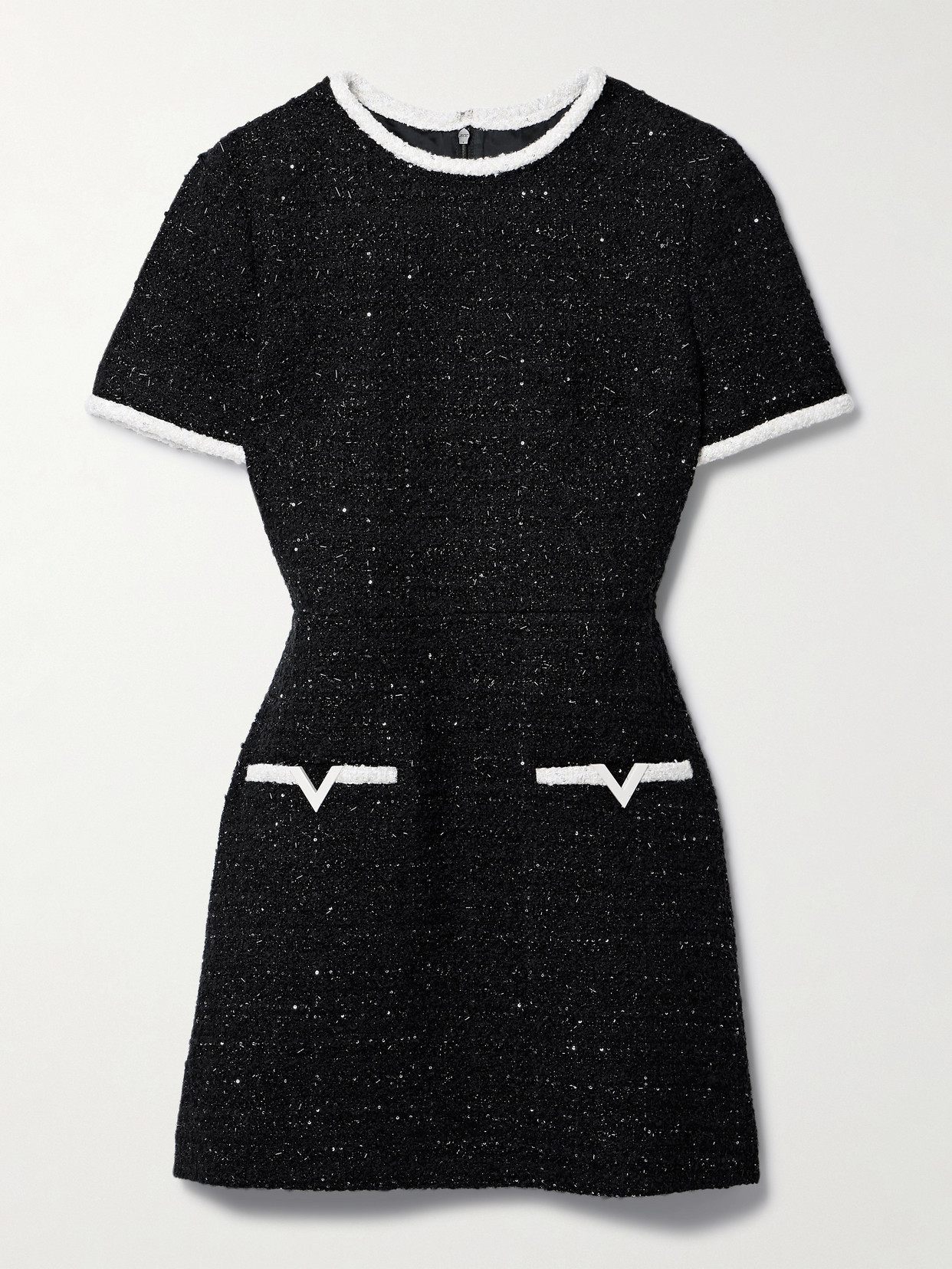 Valentino Lurex-detail Tweed Minidress In Black