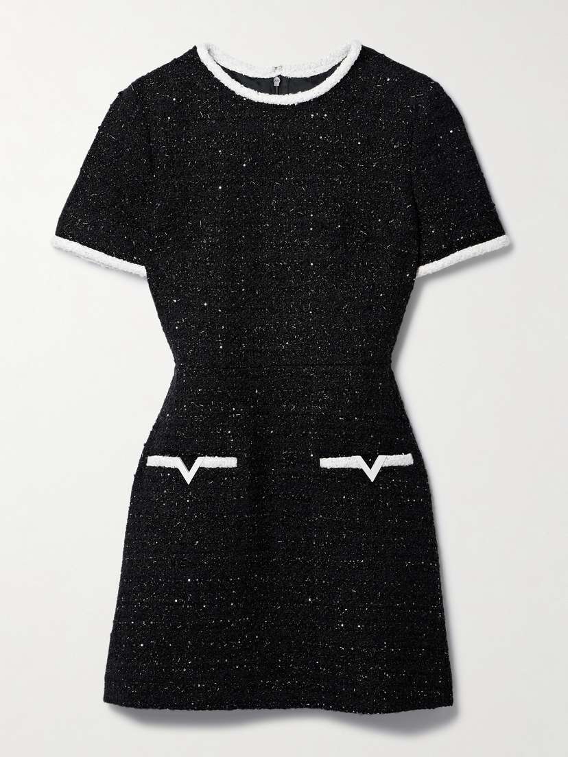 Valentino Garavani Embellished Bouclé-tweed Mini Dress