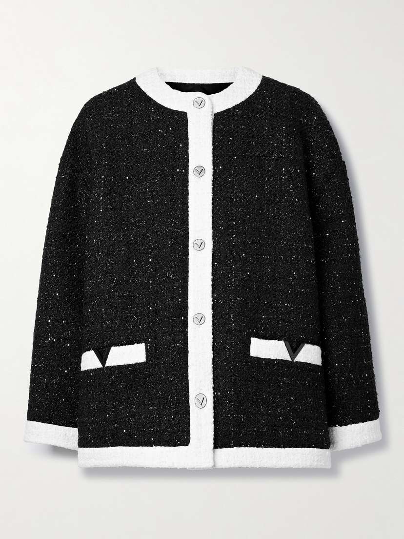 Valentino Garavani Oversized Sequin-embellished Metallic Bouclé-tweed Jacket