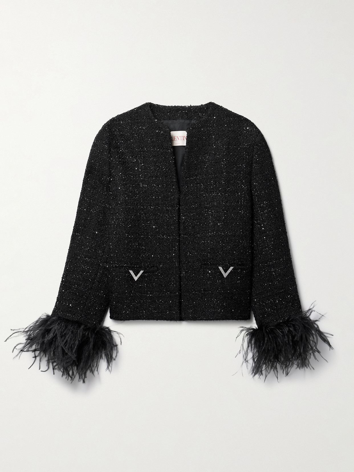 Valentino Garavani - Embellished Metallic Bouclé-tweed Jacket - Black