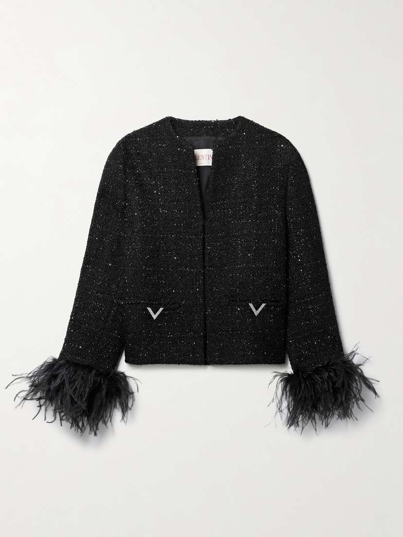 Valentino Garavani Embellished Metallic Bouclé-tweed Jacket