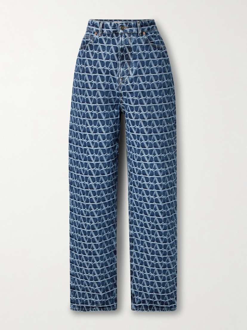 Valentino Garavani High-rise Straight-leg Jacquard Jeans