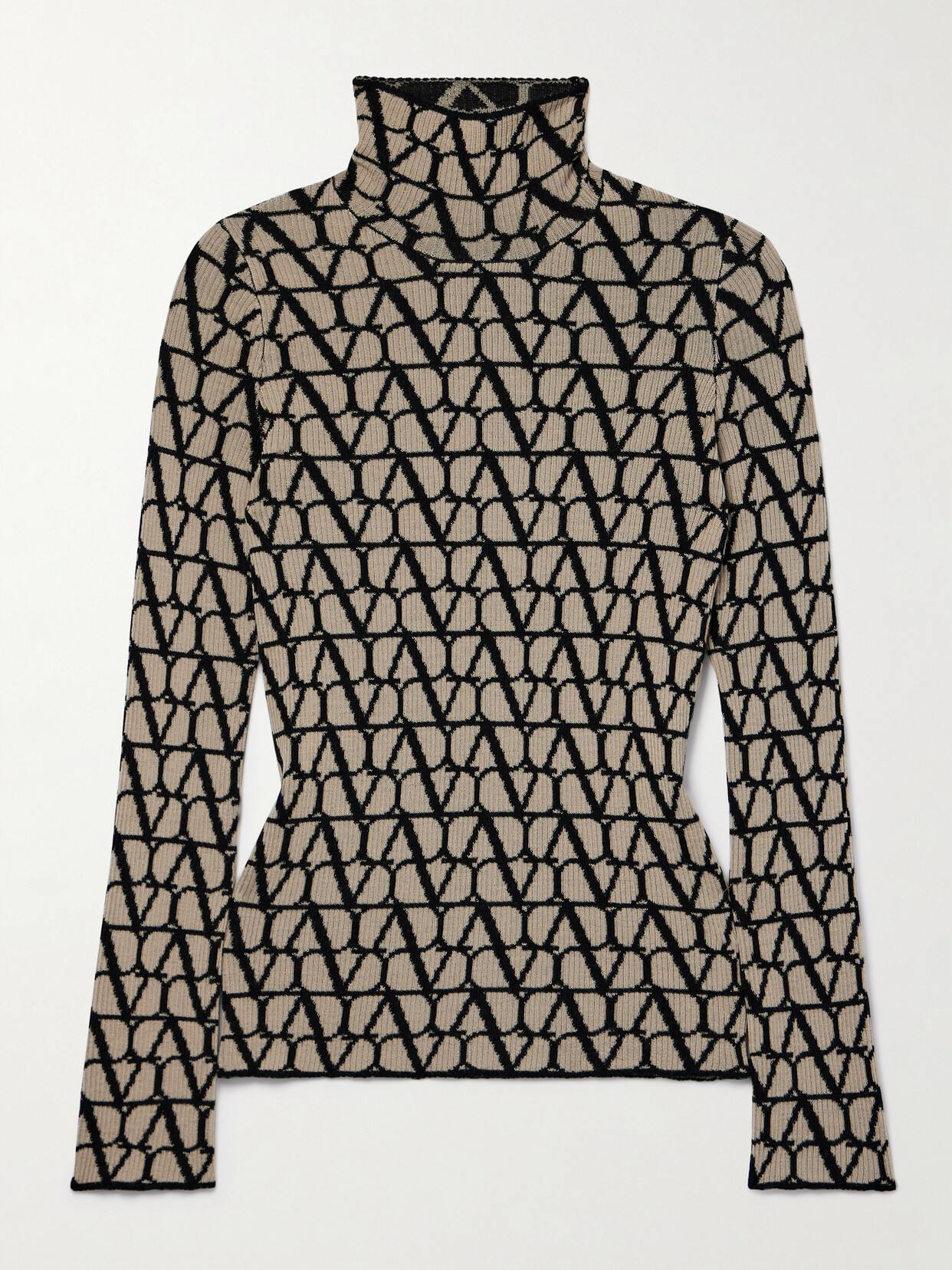 Valentino Garavani Jacquard-knit Wool Turtleneck Sweater - Neutrals