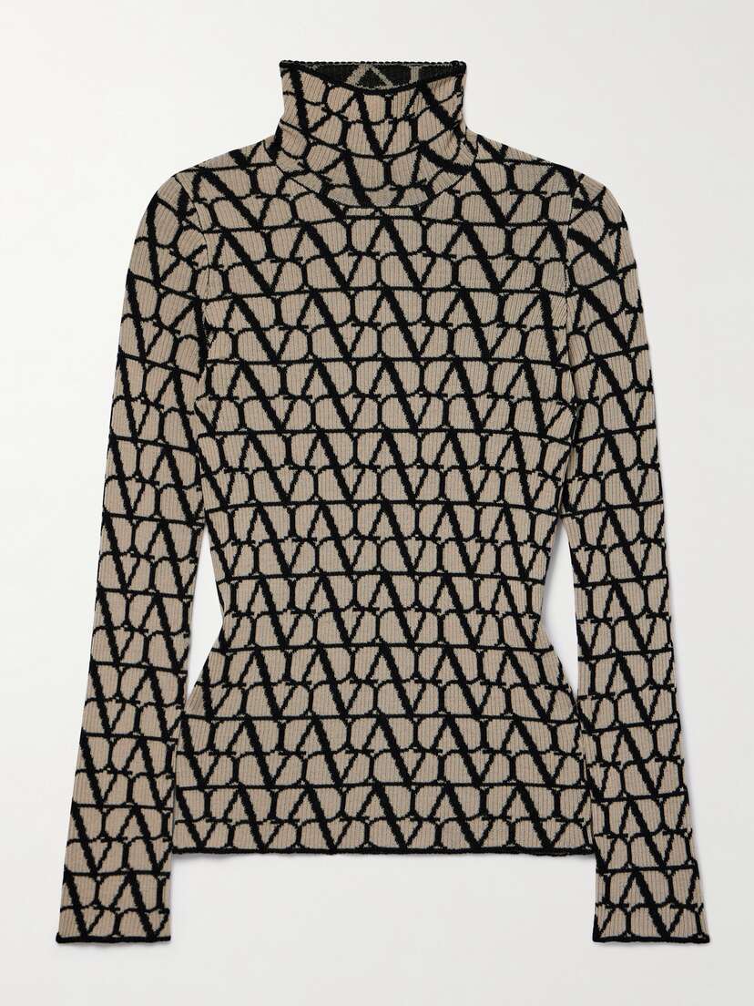 Valentino Garavani Jacquard-knit Wool Turtleneck Sweater
