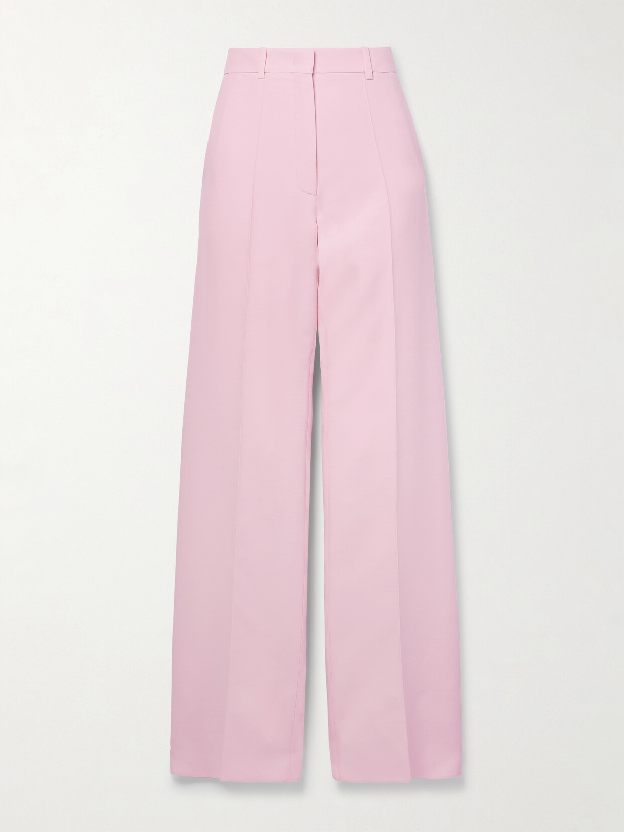 Valentino Garavani Wool And Silk-blend Crepe Straight-leg Pants - Pink