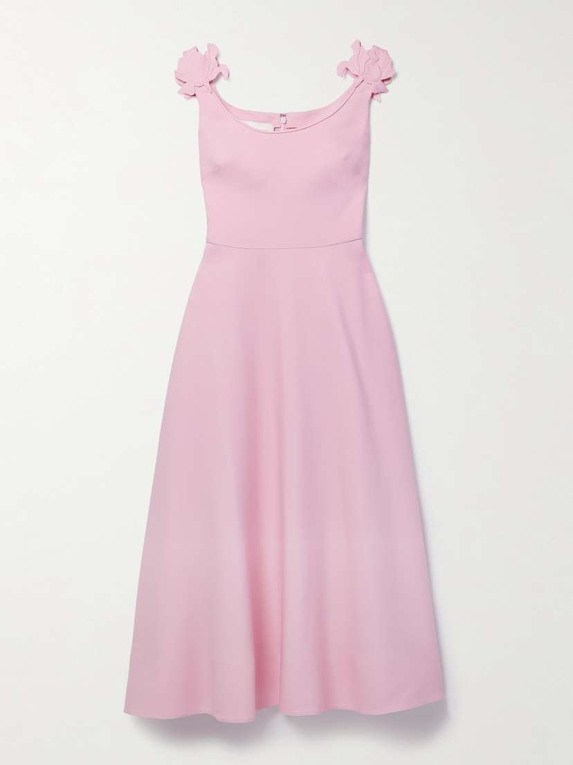 Valentino Garavani Embellished Wool And Silk-blend Crepe Midi Dress