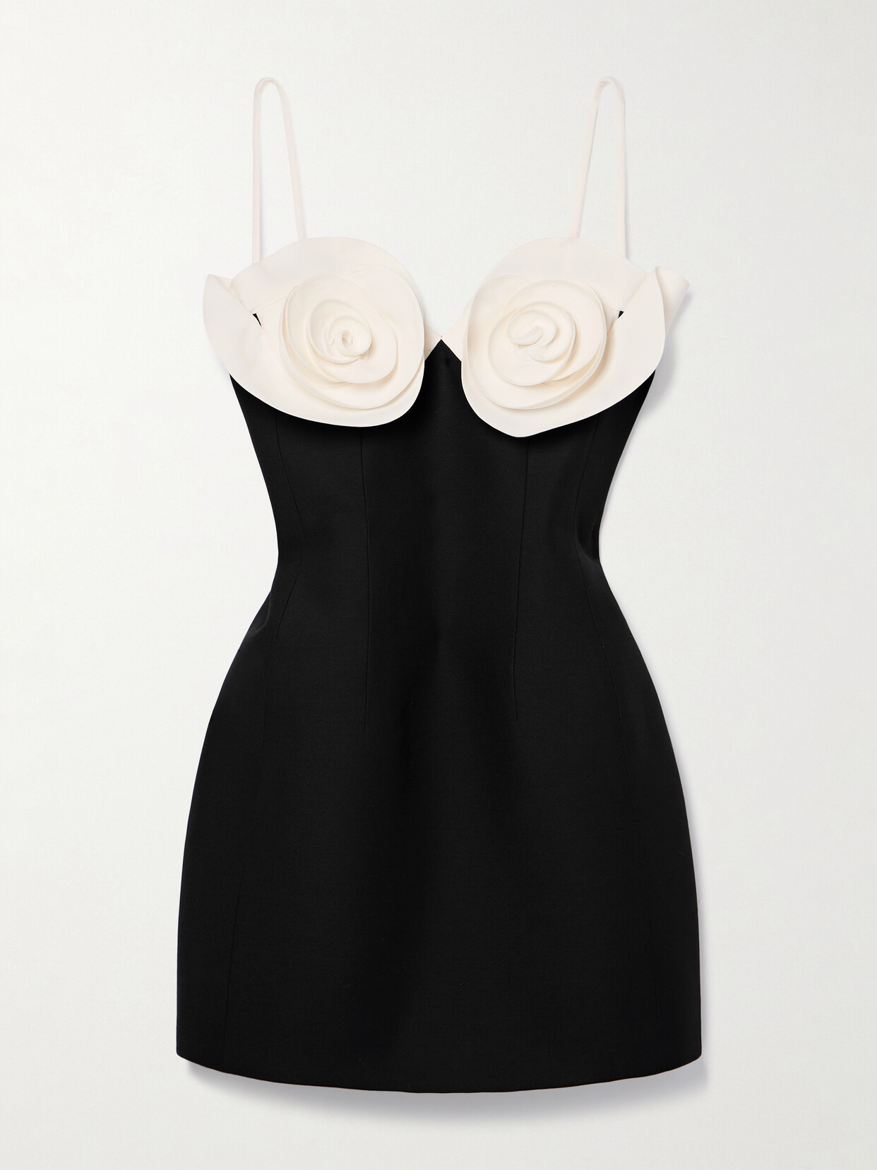 Valentino Rosette Bust Sleeveless Mini Dress In Ivory,schwarz