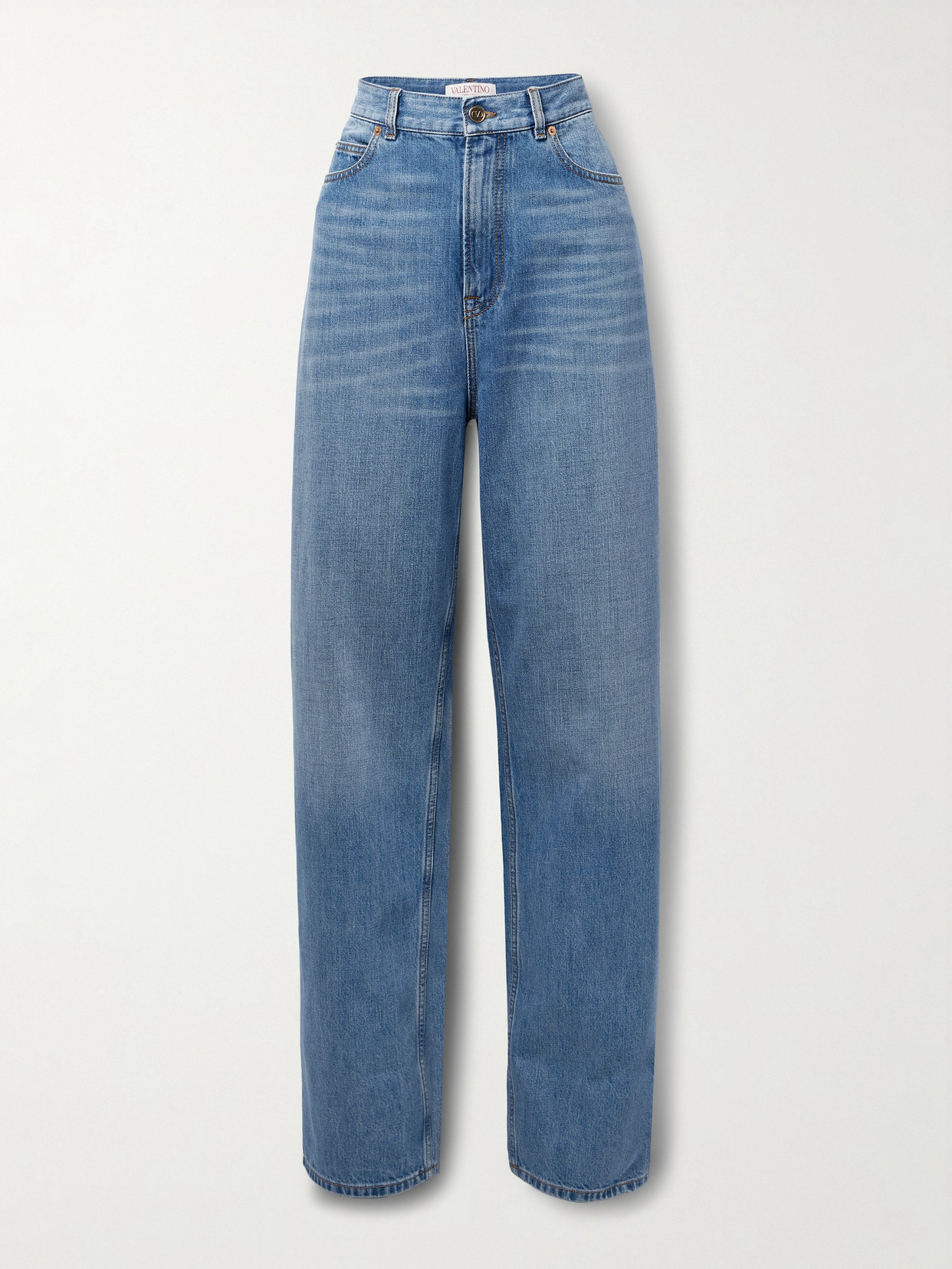 Valentino Garavani Embellished High-rise Straight-leg Jeans - Blue