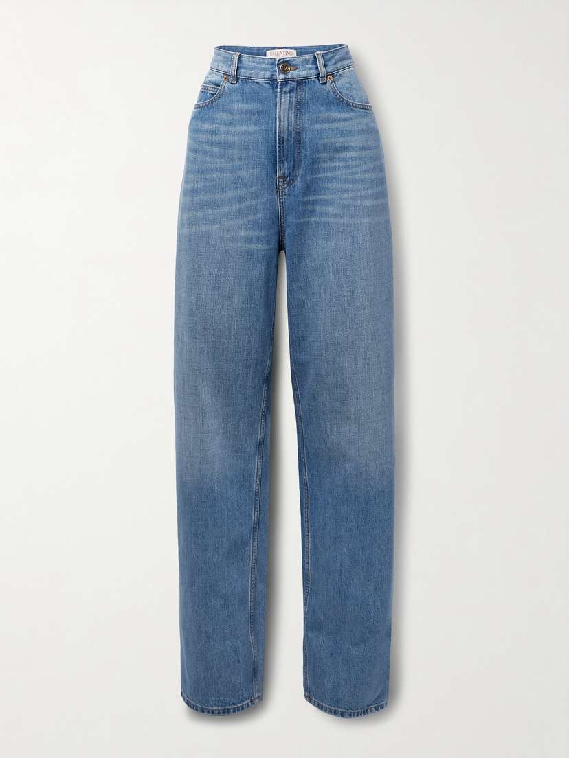 Valentino Garavani Embellished High-rise Straight-leg Jeans