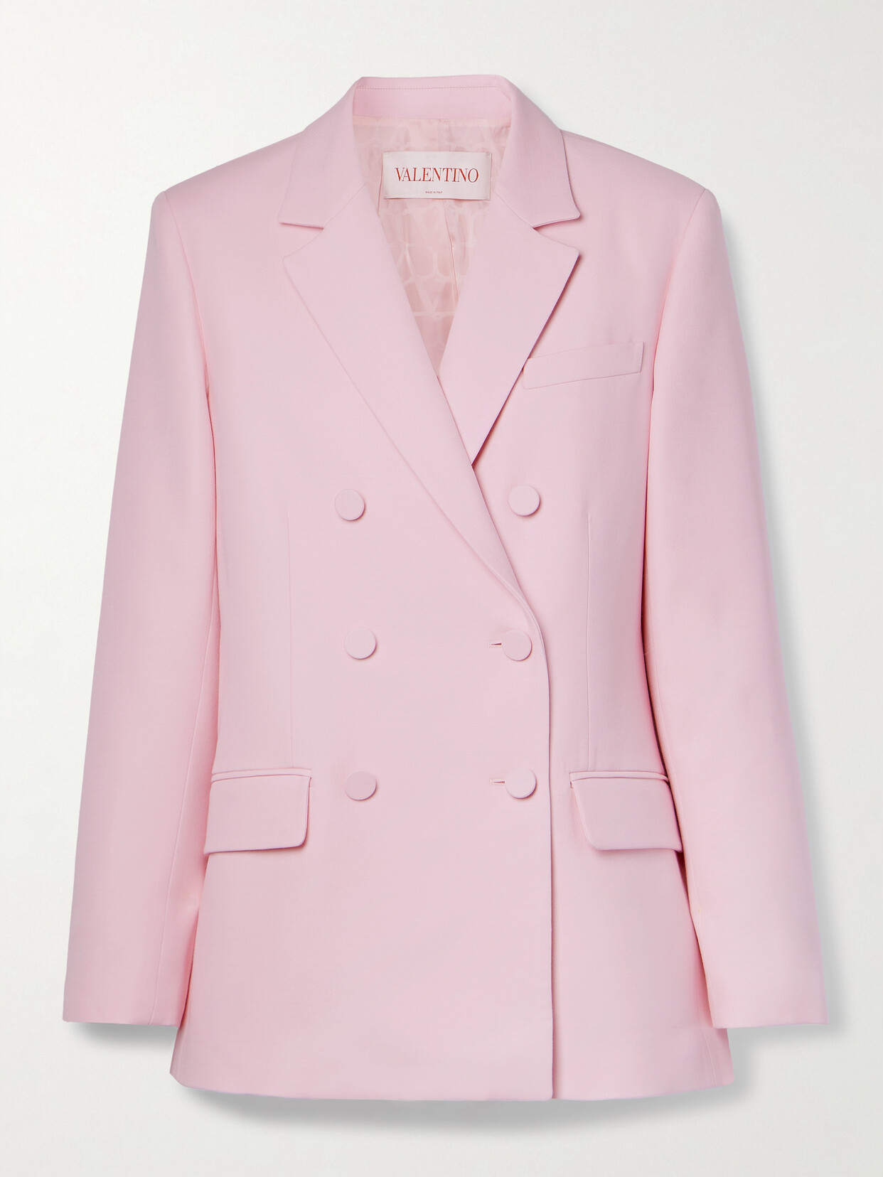 Valentino Garavani - Double-breasted Wool And Silk-blend Crepe Blazer - Pink