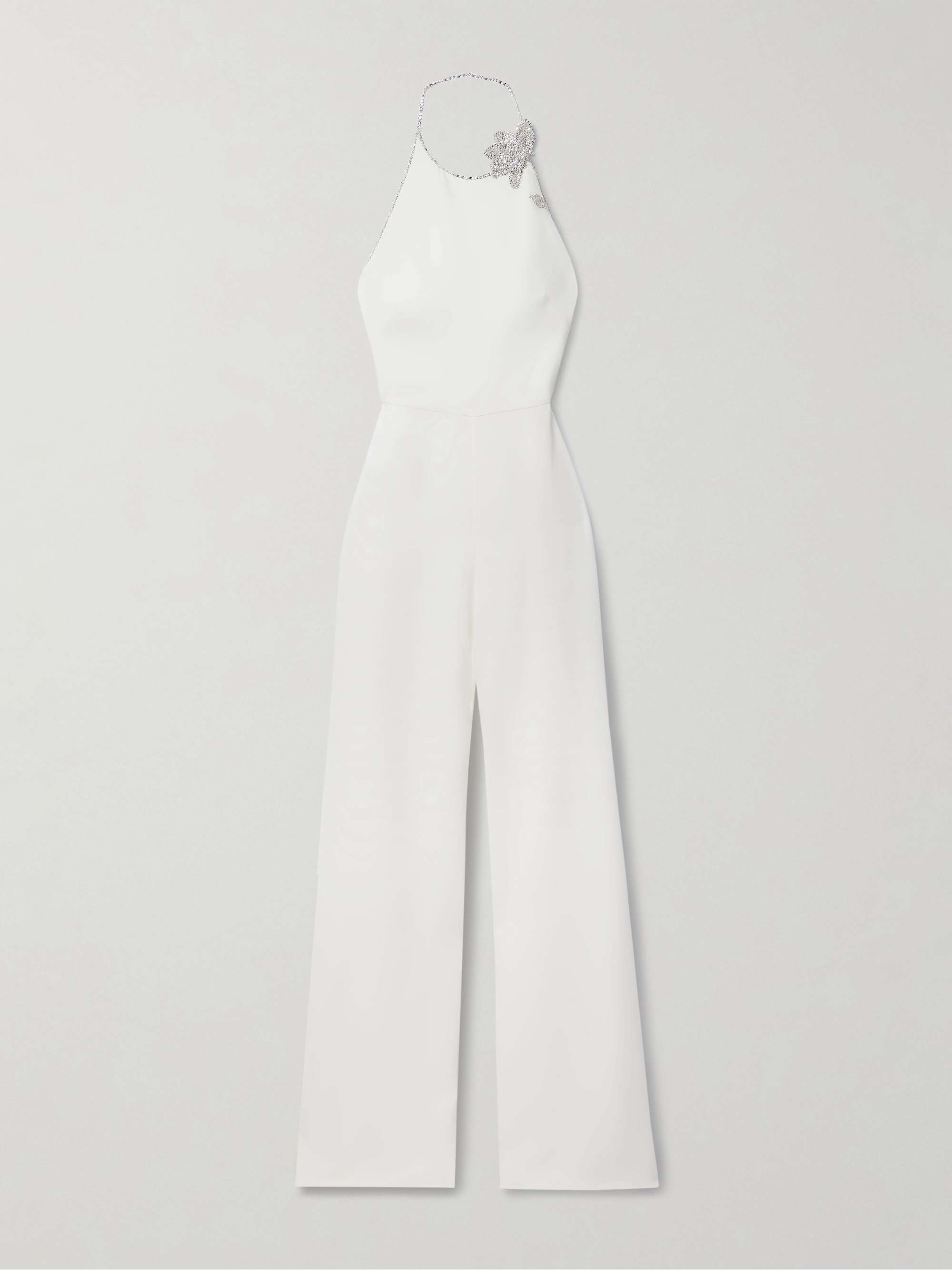 Embellished silk-crepe halterneck jumpsuit