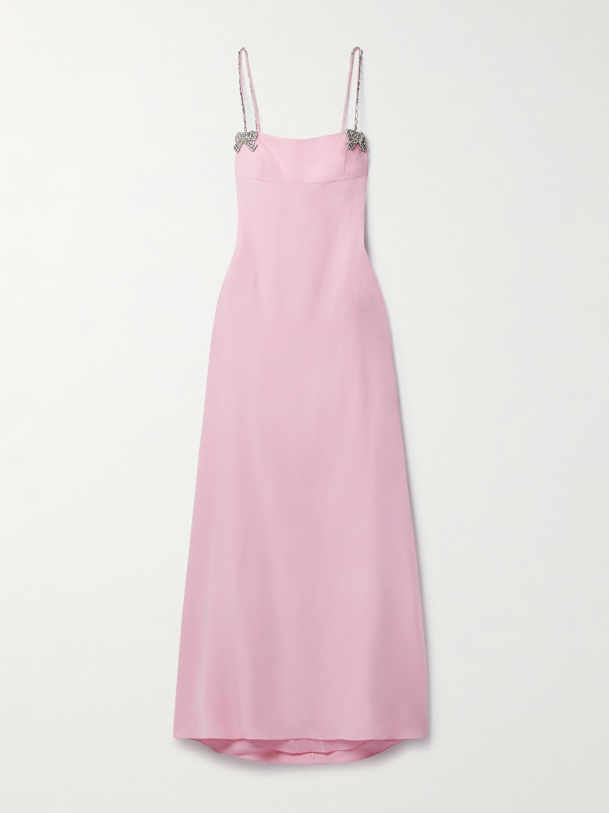 Valentino Crystal-embellished Silk-crepe Gown In Pink