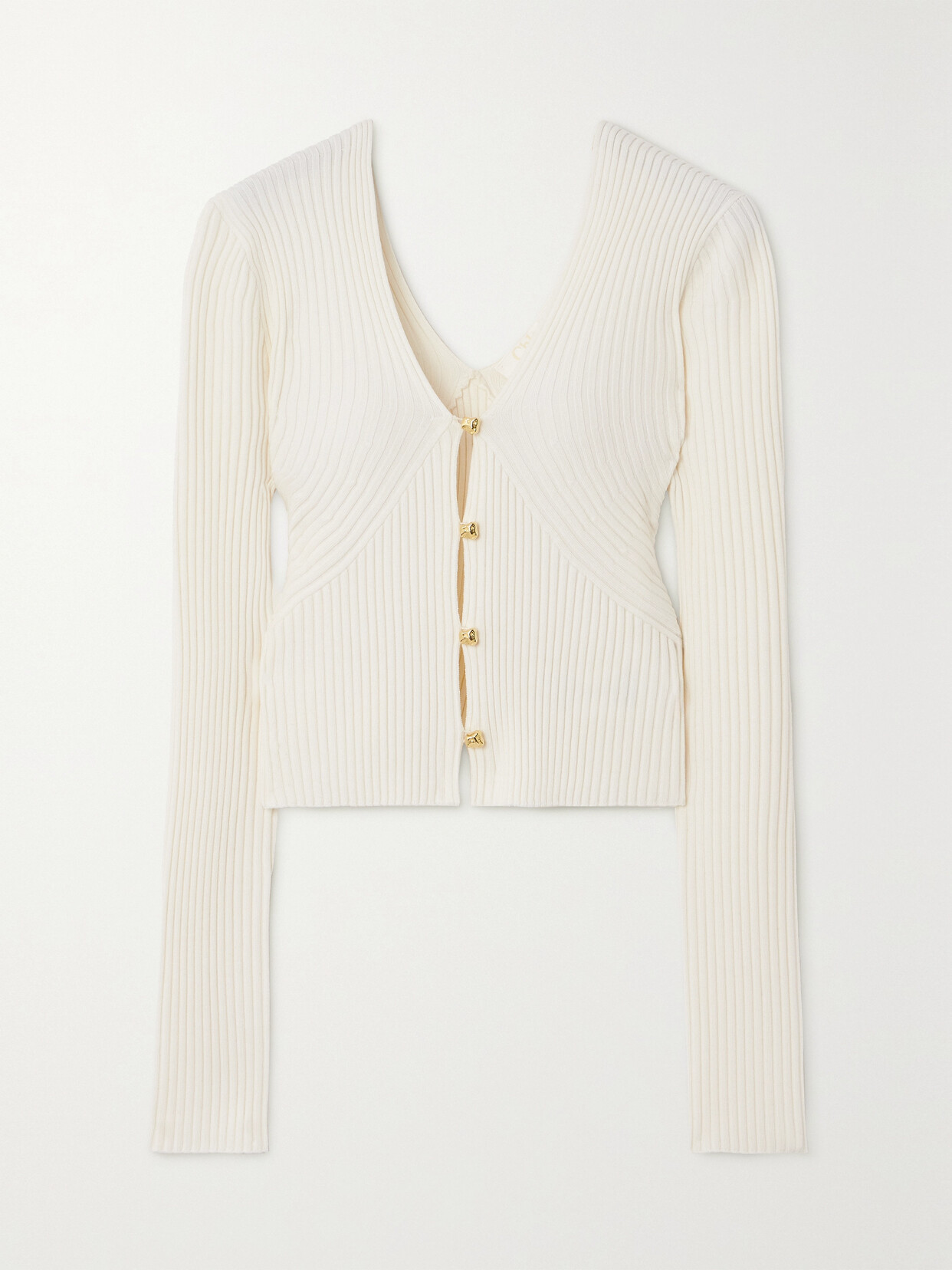 Chloé Ribbed Wool-blend Cardigan - White