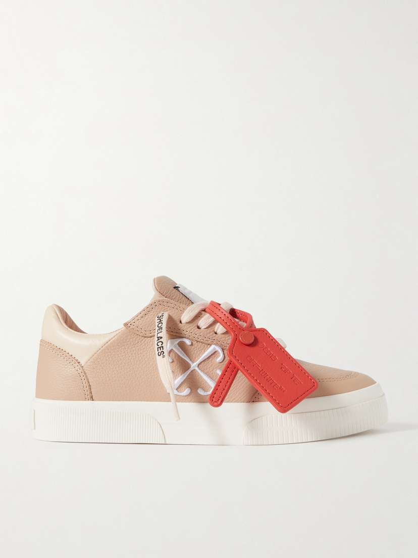 Off-White Low Vulcanized Embroidered Leather Sneakers