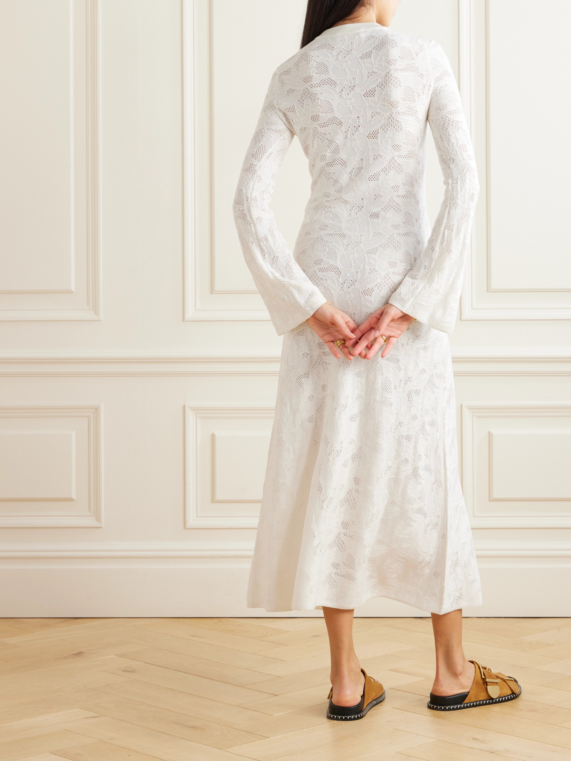 chloe jersey midi dress Chloe Peached Jersey One Shoulder Midi Dress / Ivory | MESHKI