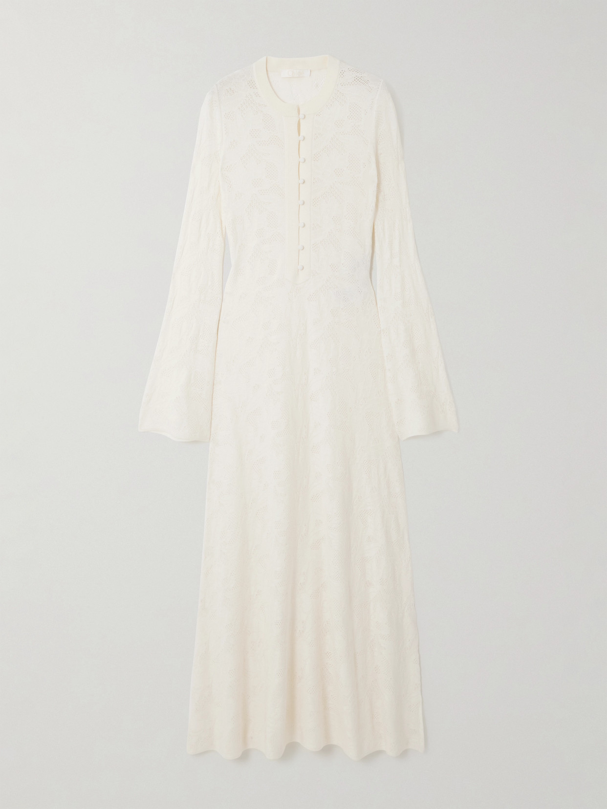 Chloé Wool And Silk-blend Midi Dress - White