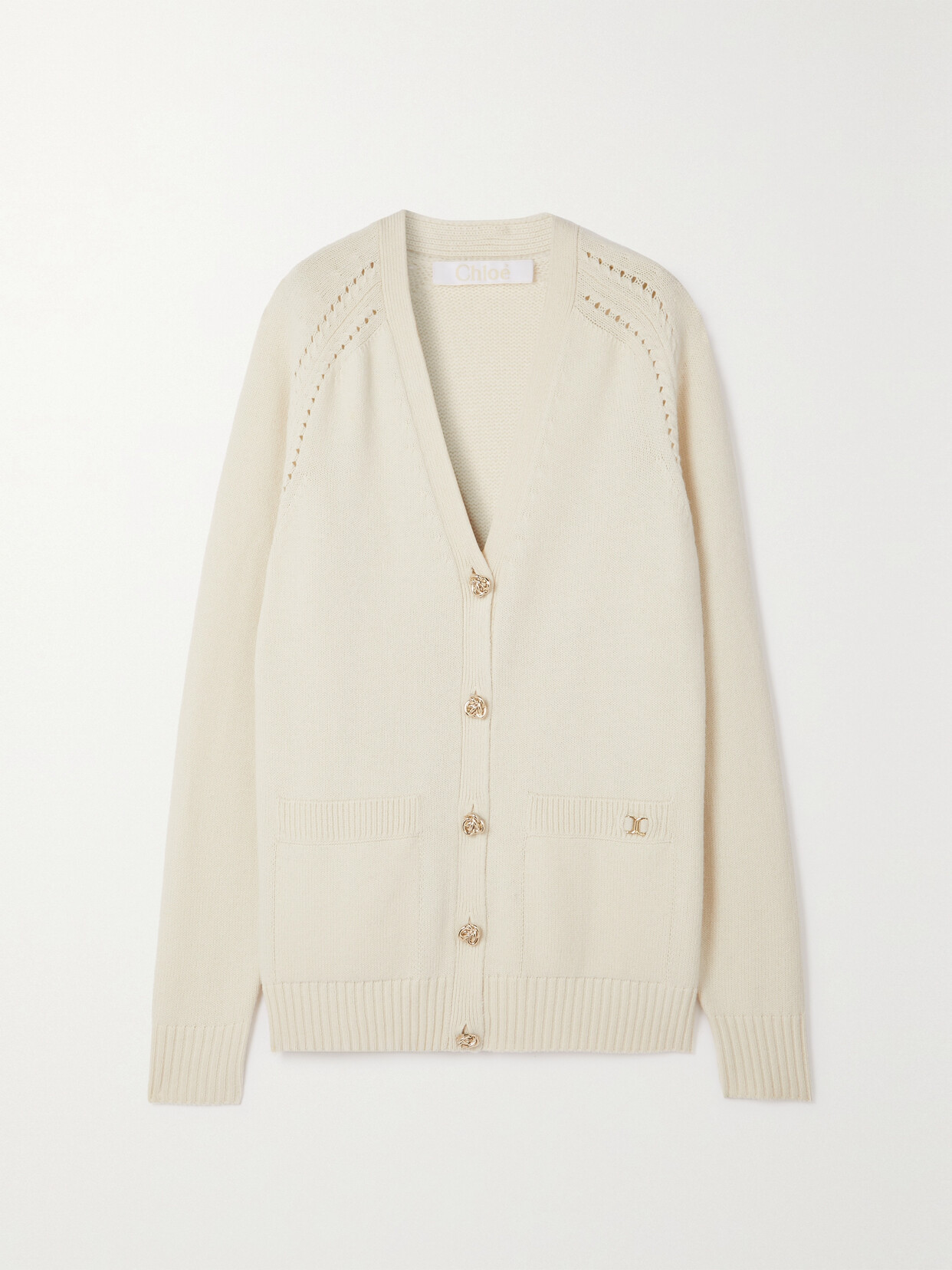Chloé + Net Sustain Recycled Cashmere Cardigan - White