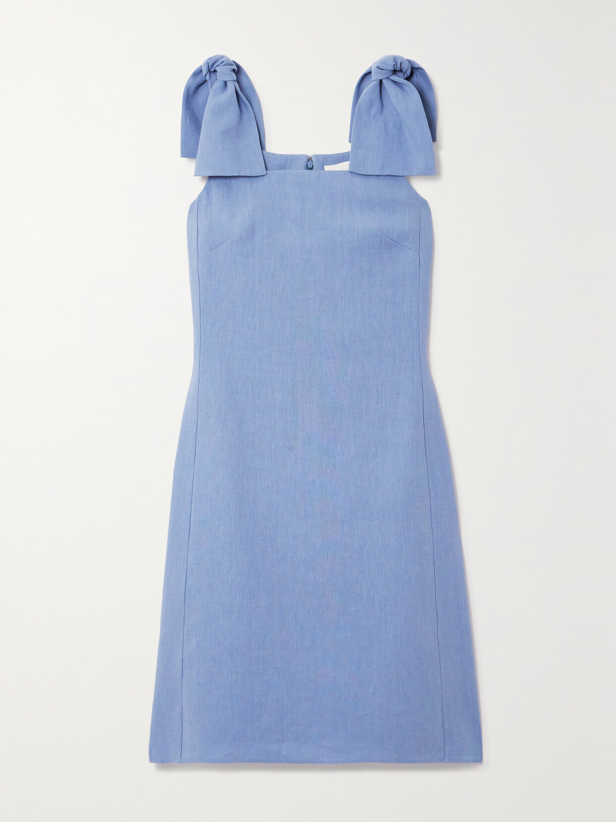 Chloé Bow-embellished Linen-canvas Dress - Blue