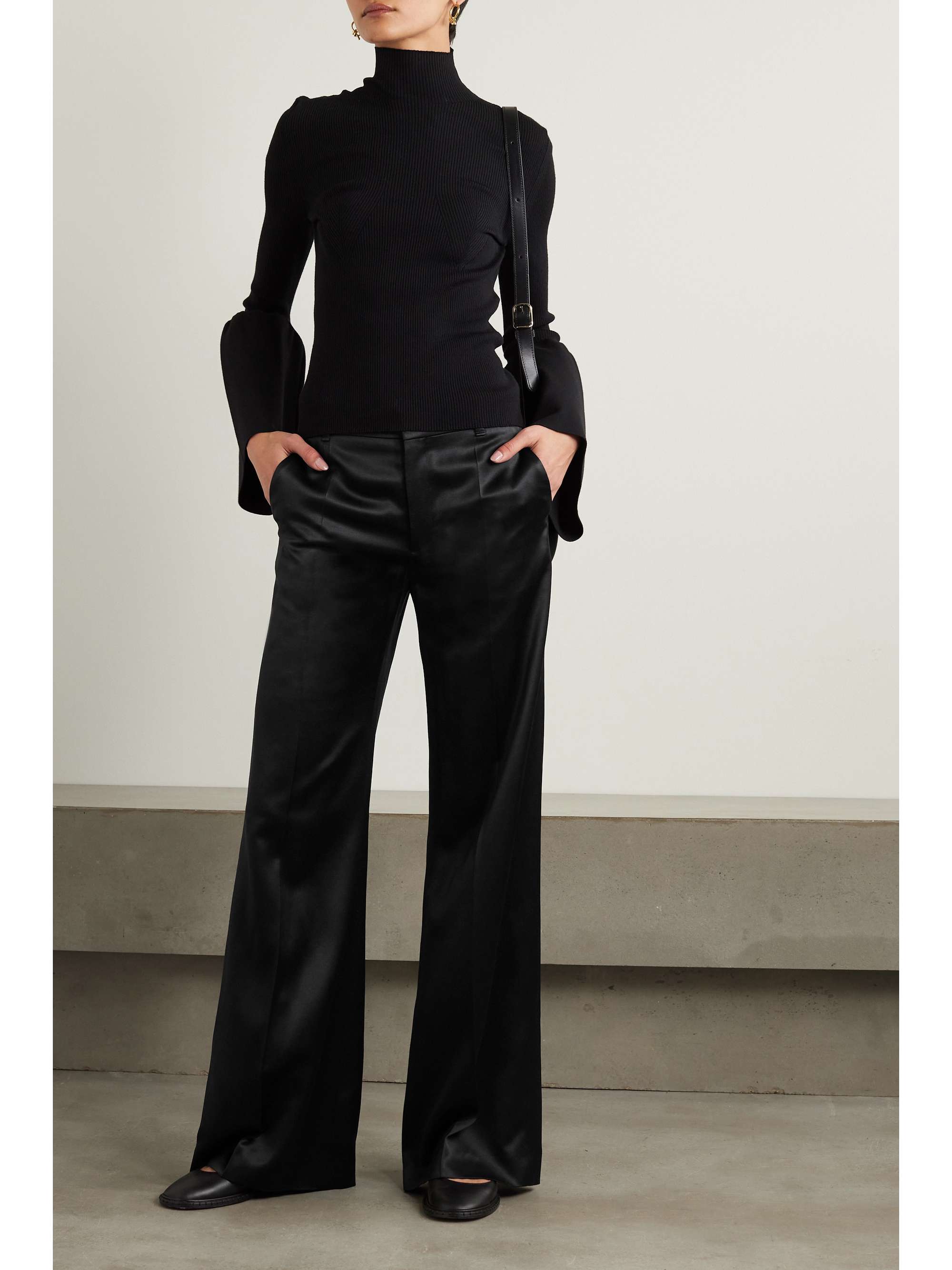 CHLOÉ Wool and silk-blend wide-leg pants