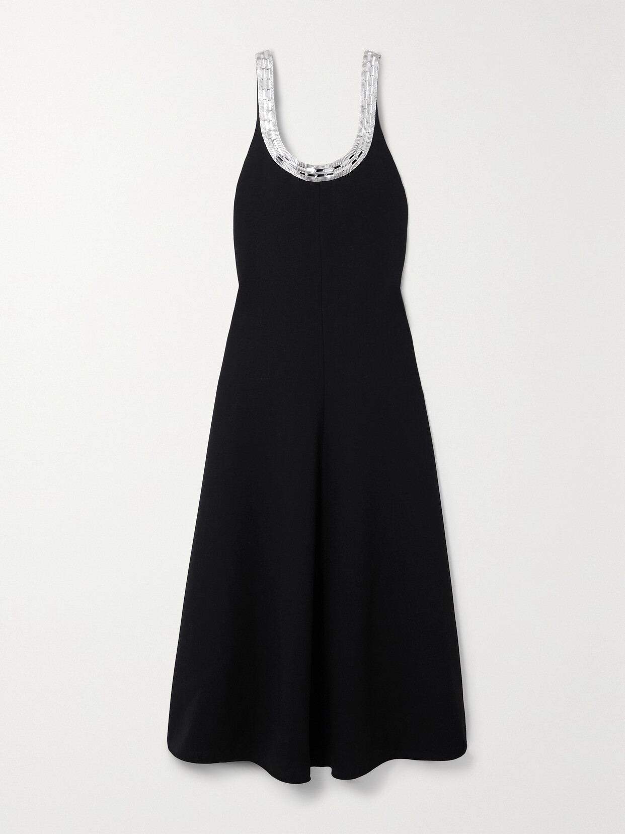 Chloé Open-back Embellished Wool-crepe Midi Dress - Black