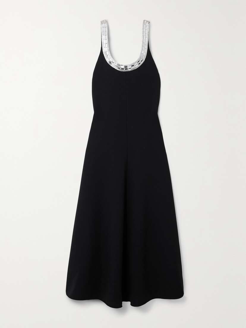 Chloé Open-back Embellished Wool-crepe Midi Dress